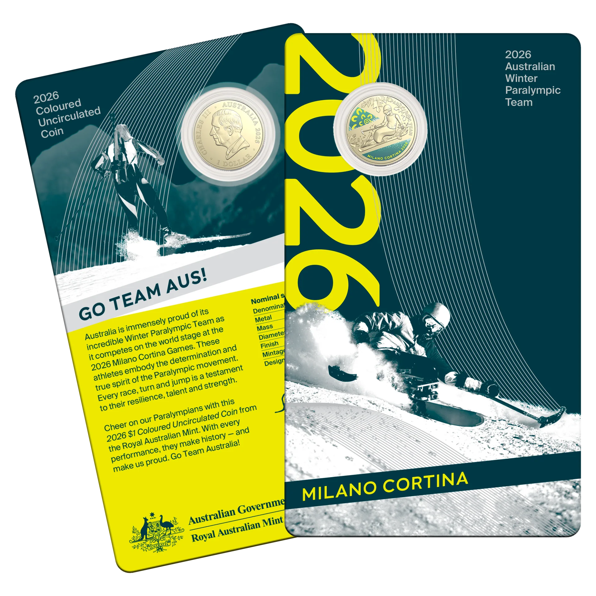 2026 Australian Winter Paralympic Team - $1 UNC Coloured Coin - Image 2