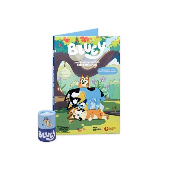 2026 Bluey 5 Coin Tube and Collectable Folder Set