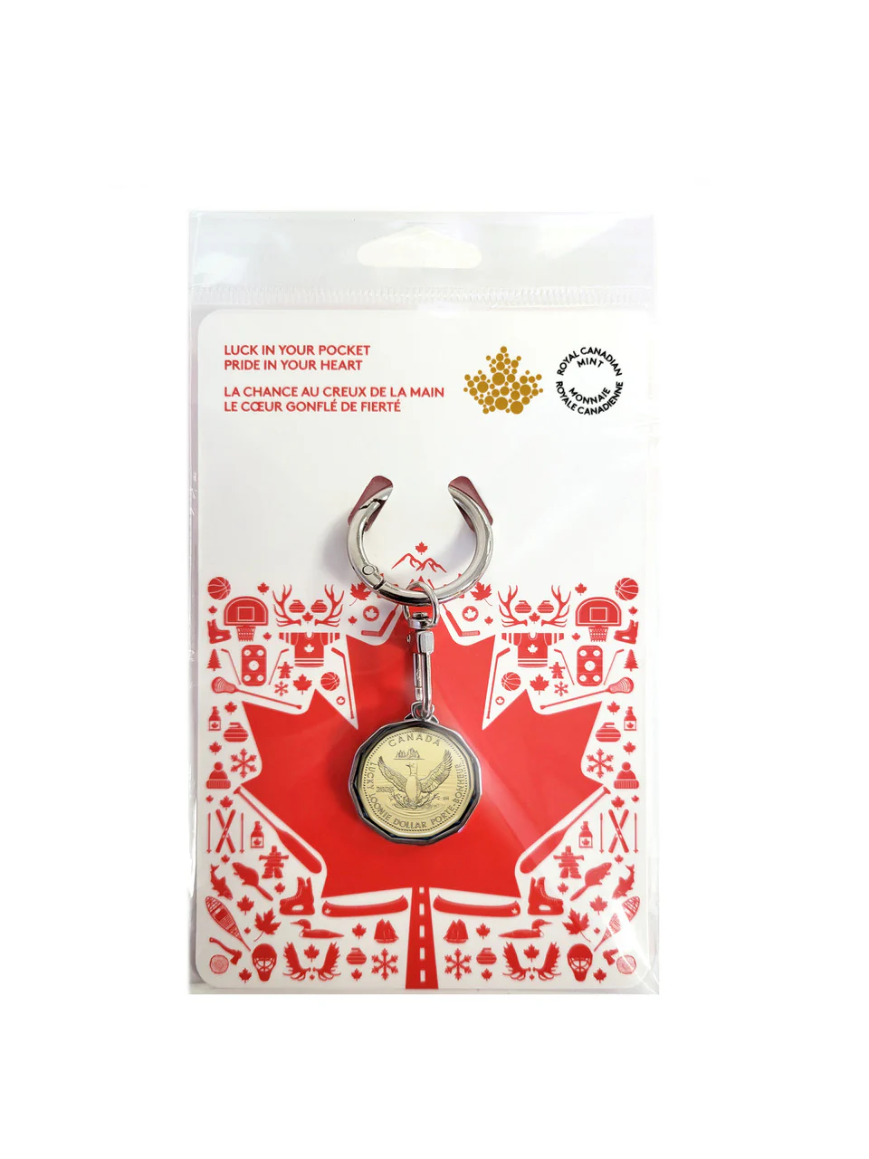2026 Canada $1 Coin - Lucky Loonie in Keychain
