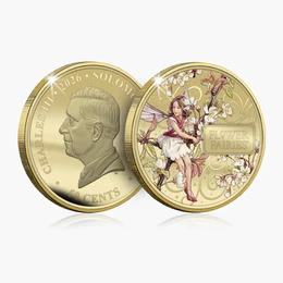 2026 Flower Fairies - The Wild Cherry Blossom Fairy Super Size Gold Plated Luxe Edition Coin