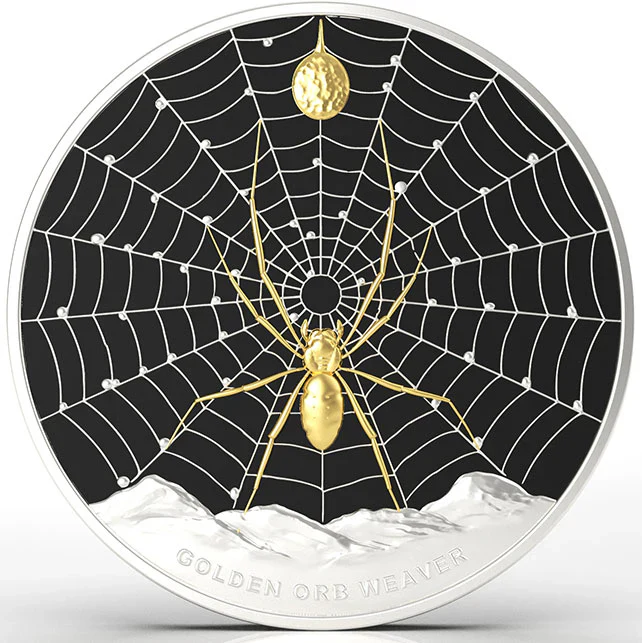 2026 Golden Orb Spider 1oz Silver Proof $5 Coin