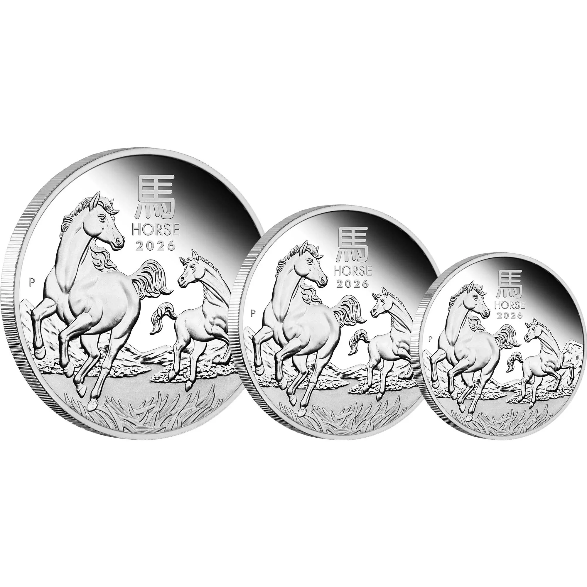 Australian Lunar Series III 2026 Year of the Horse Silver Proof Three-Coin Set - Image 2