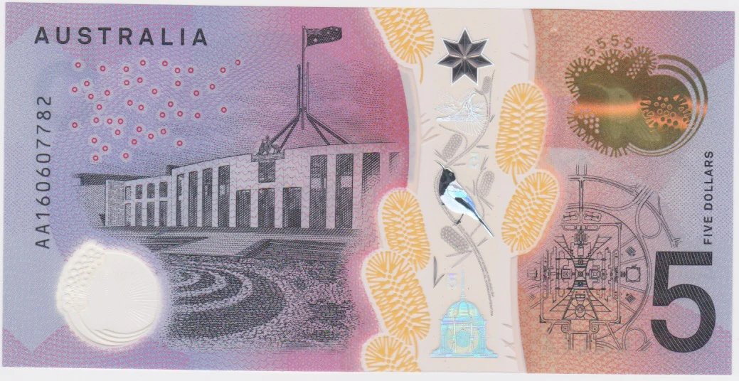 $5 2016 Stevens/Fraser First Prefix UNC - Image 2