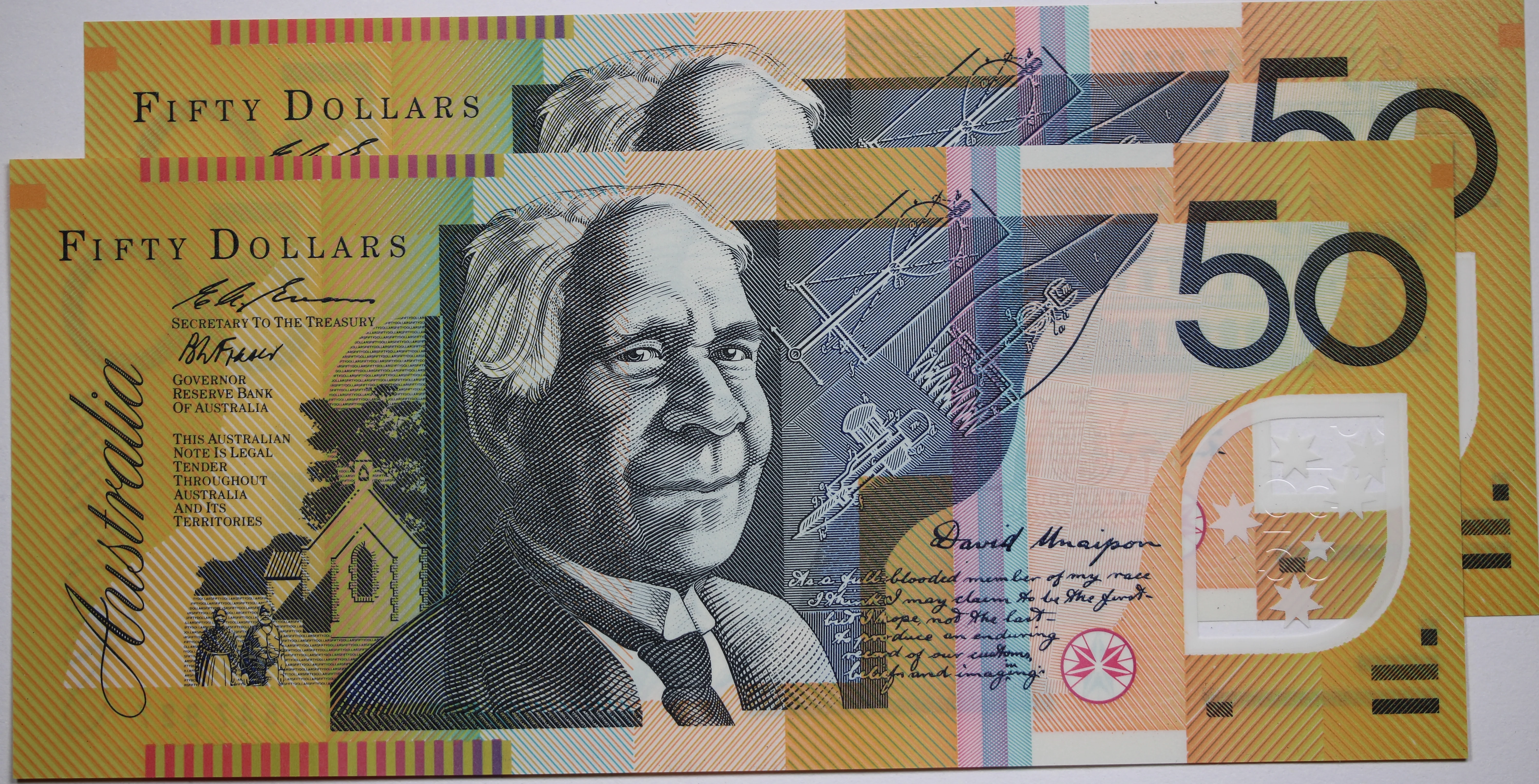 $50 1995 Fraser/Evans Banknotes Consecutive Pair UNC - Image 2
