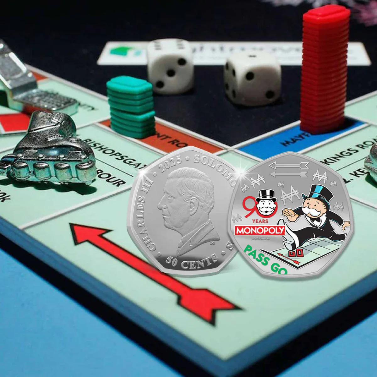 90 Years of Monopoly - Pass Go 2025 Silver Plated BU Coin - Image 2