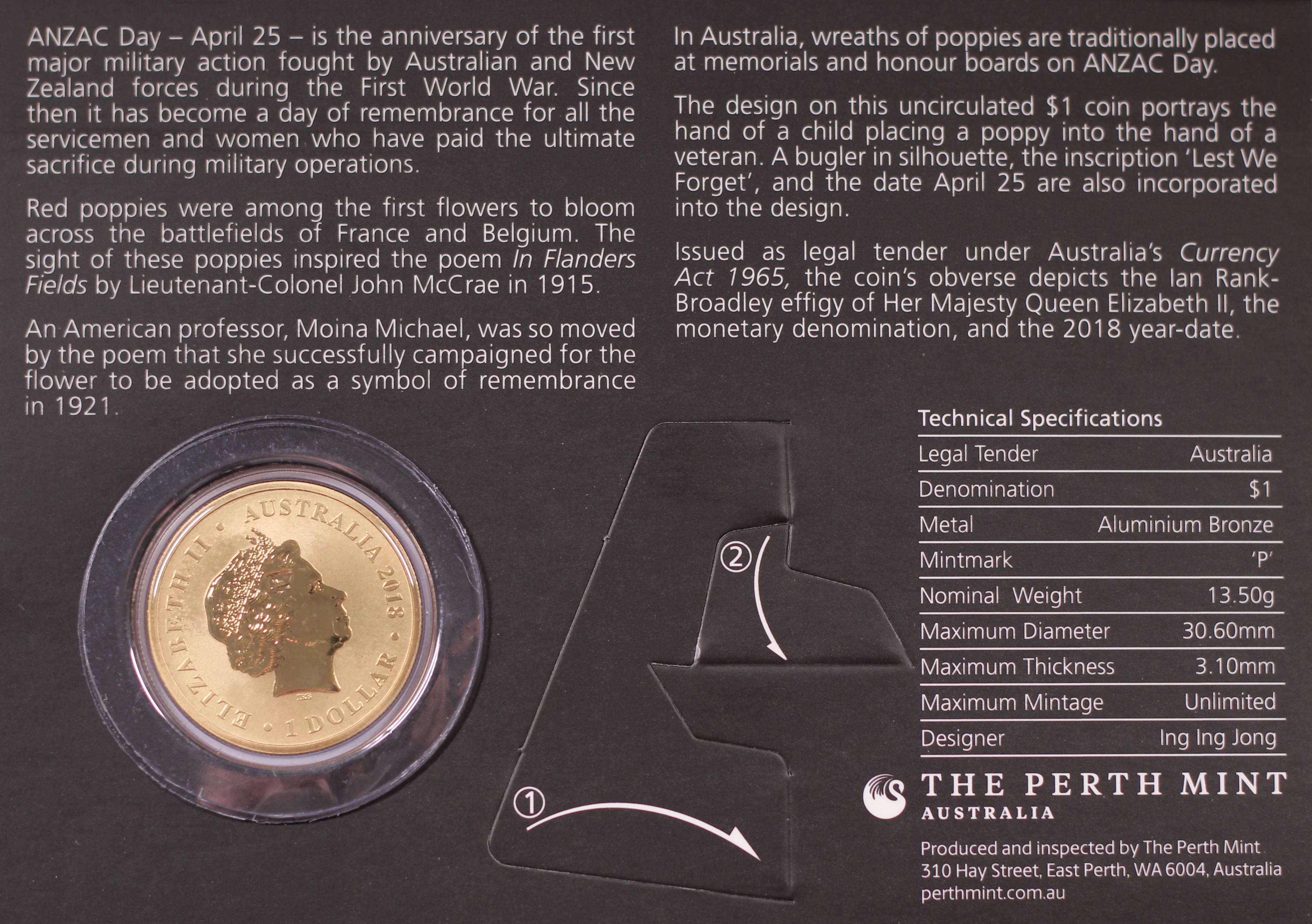 Anzac Day 2018 $1 Coin in Card - Image 2