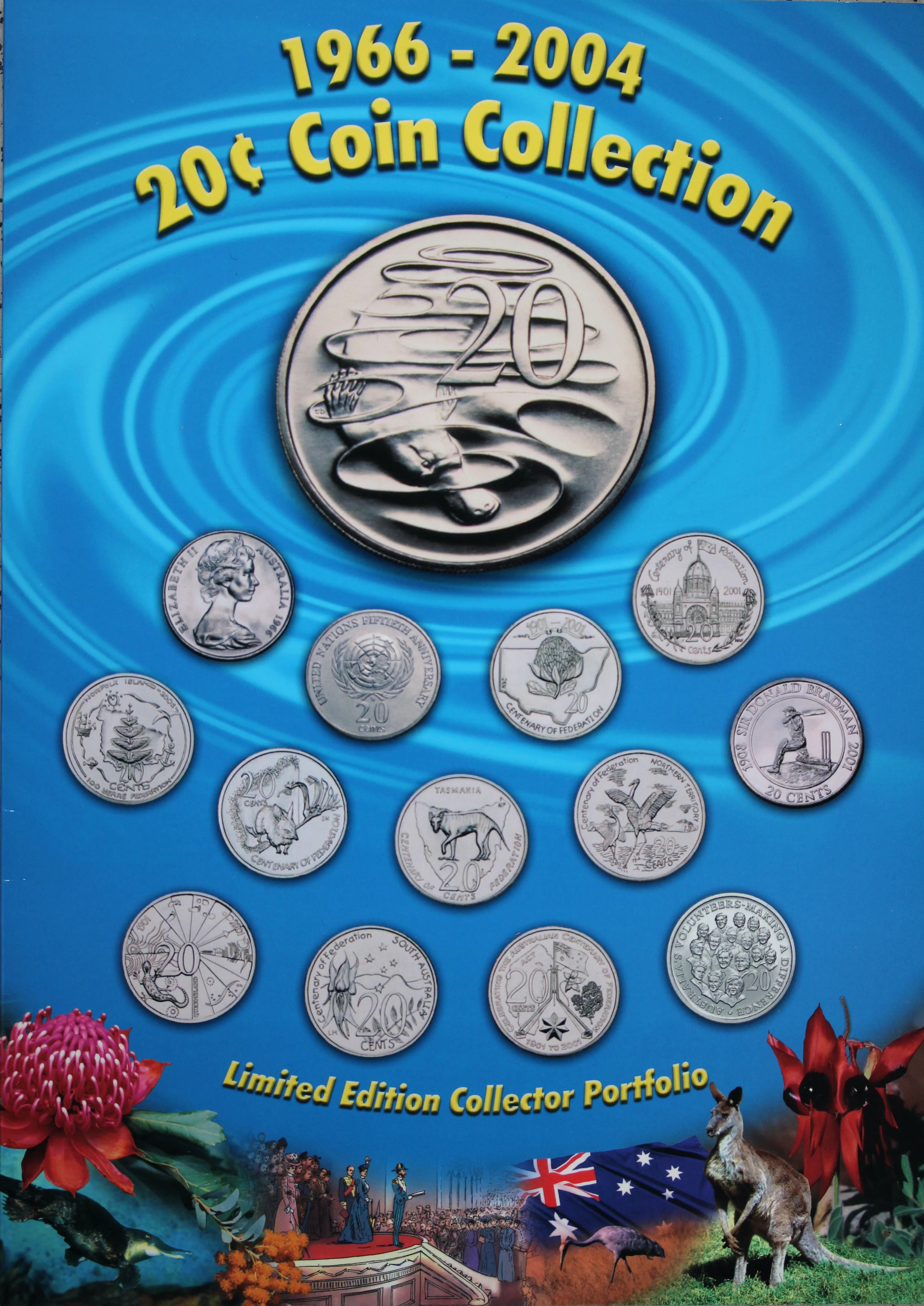 Australian 20c Commemorative Coin Collection in Folder 1966-2004