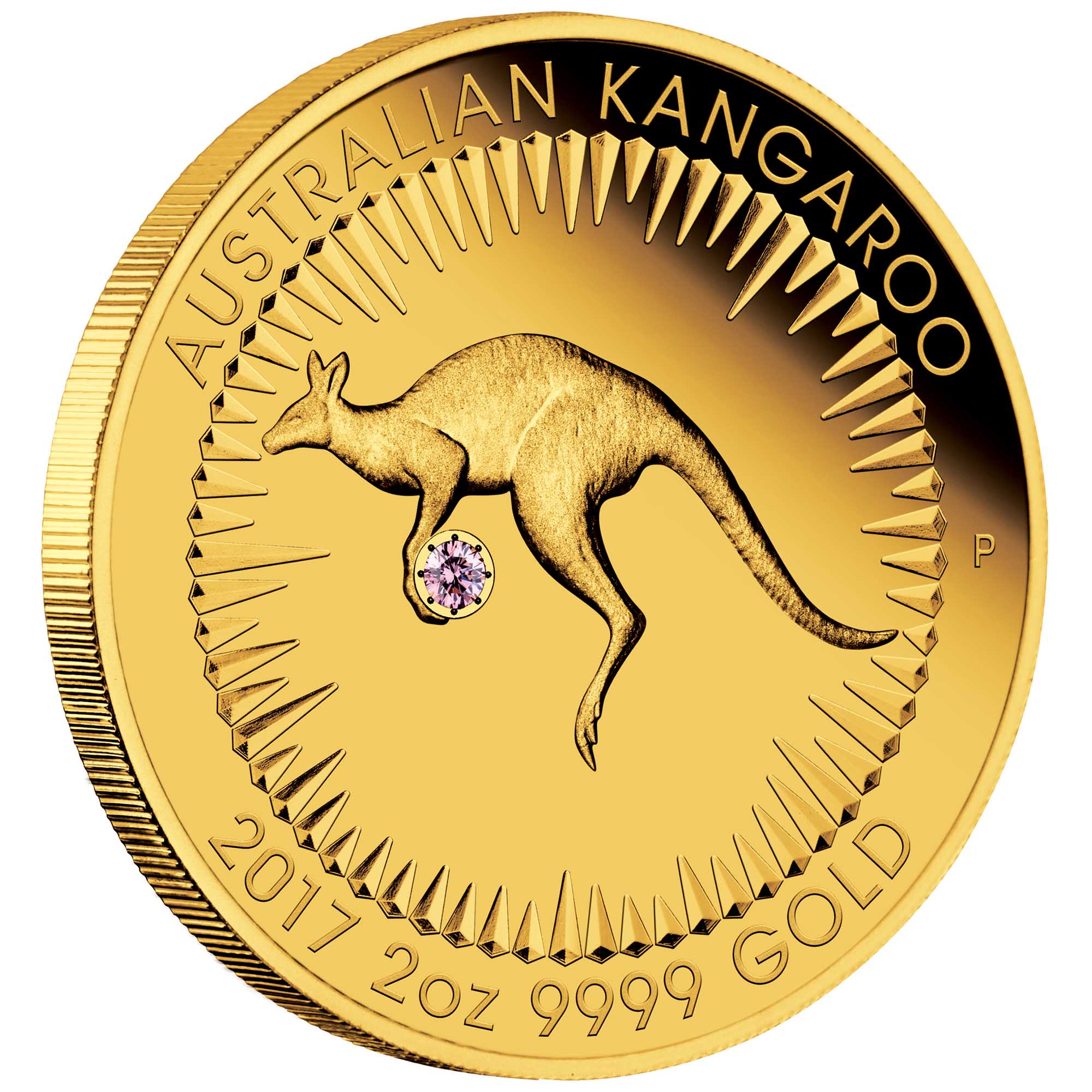 Australian Kangaroo 2017 2oz Gold Proof Pink Diamond Edition