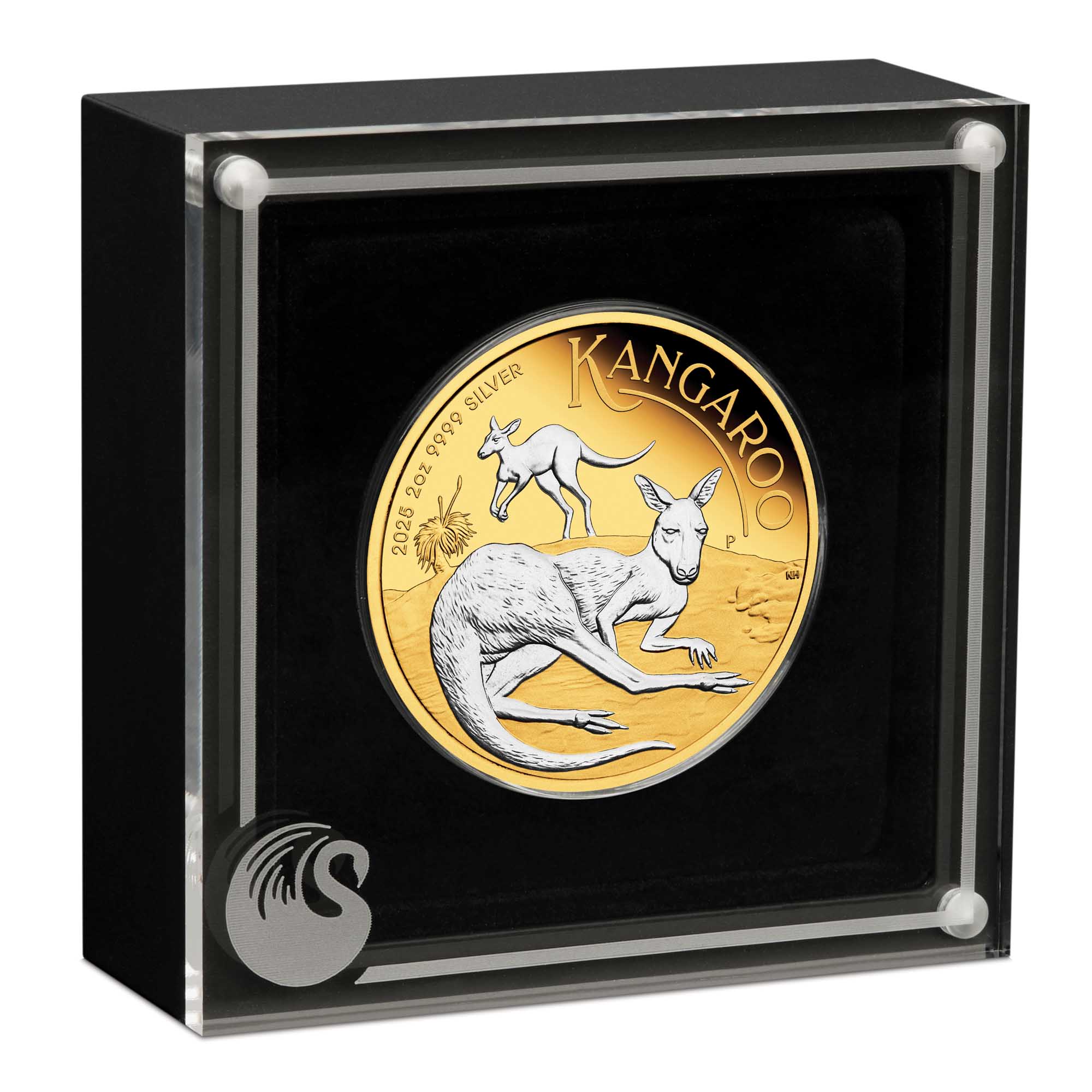 Australian Kangaroo 2025 2oz Silver Proof Reverse Gilded Coin - Image 3