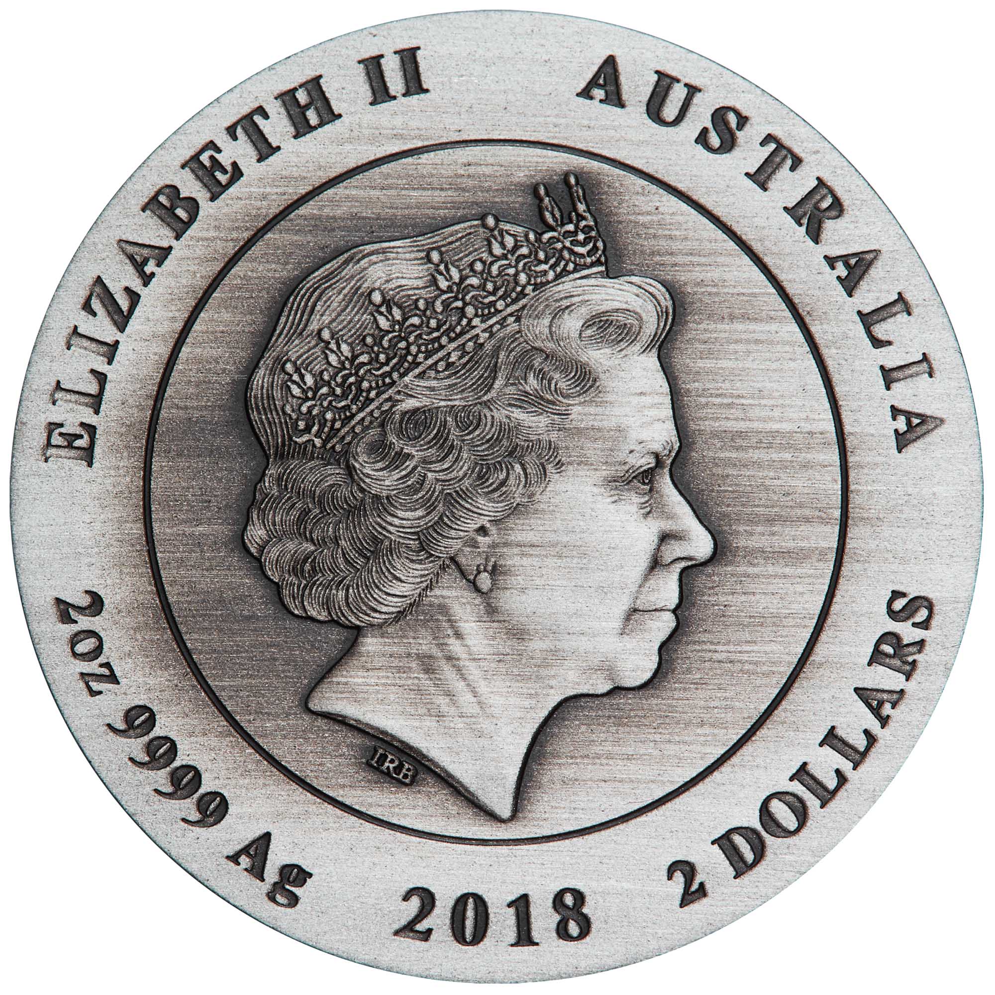 Australian Kookaburra 2018 2oz Silver Antiqued High Relief Rimless Coin - Image 2