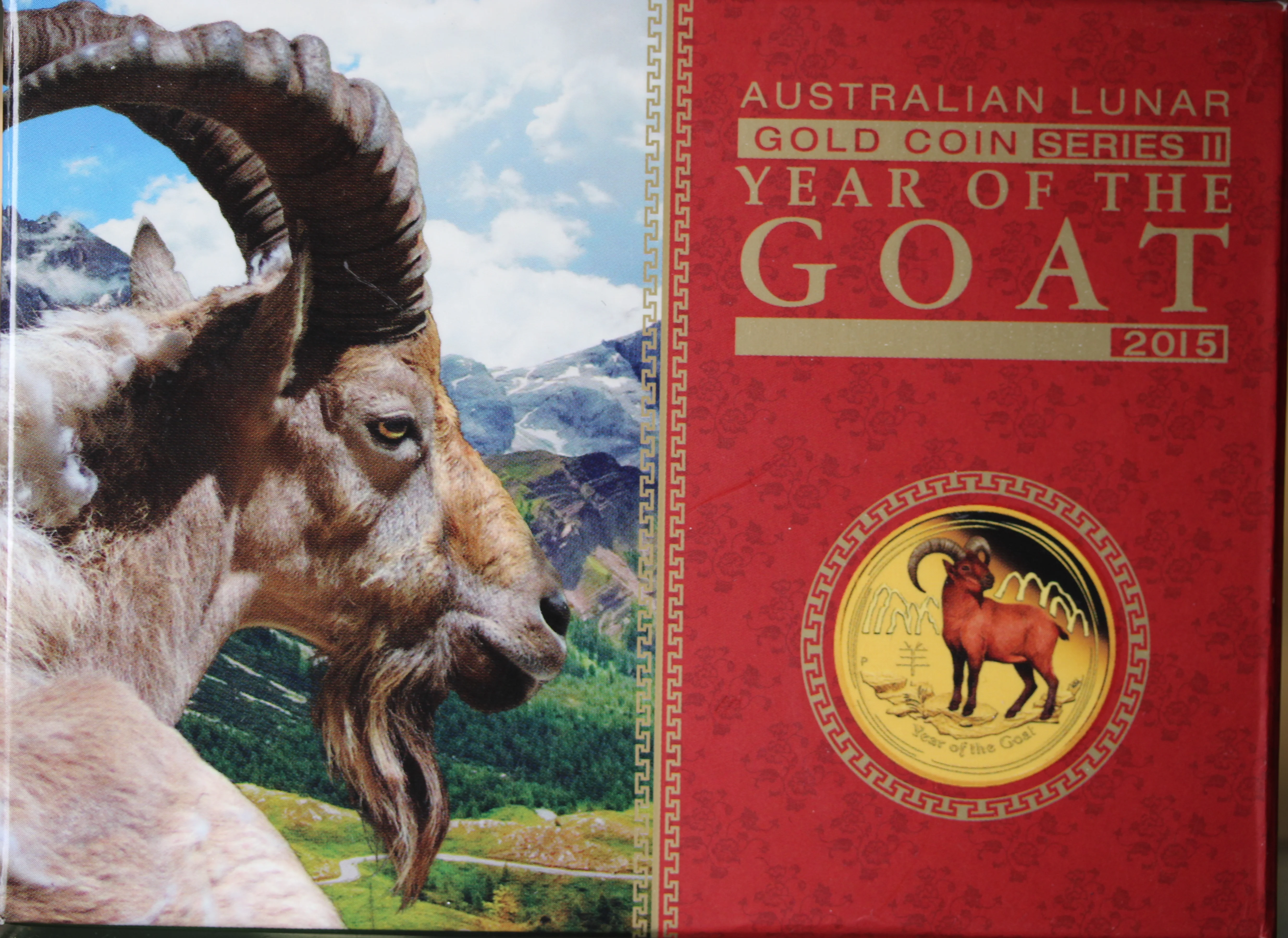 Australian Lunar Series II 2015 Year of the Goat 1/4oz Coloured Gold Proof Coin