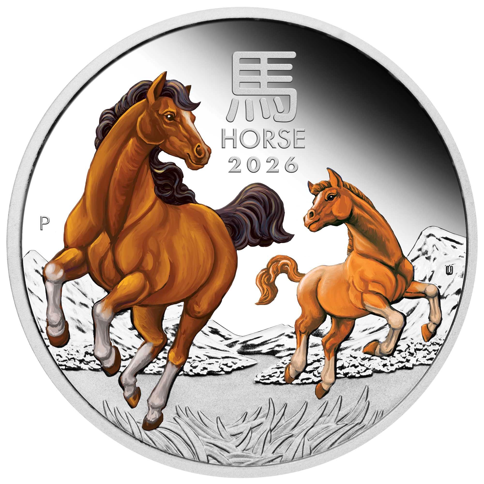 Australian Lunar Series III 2026 Year of the Horse 1oz Silver Proof Coloured Coin - Image 2