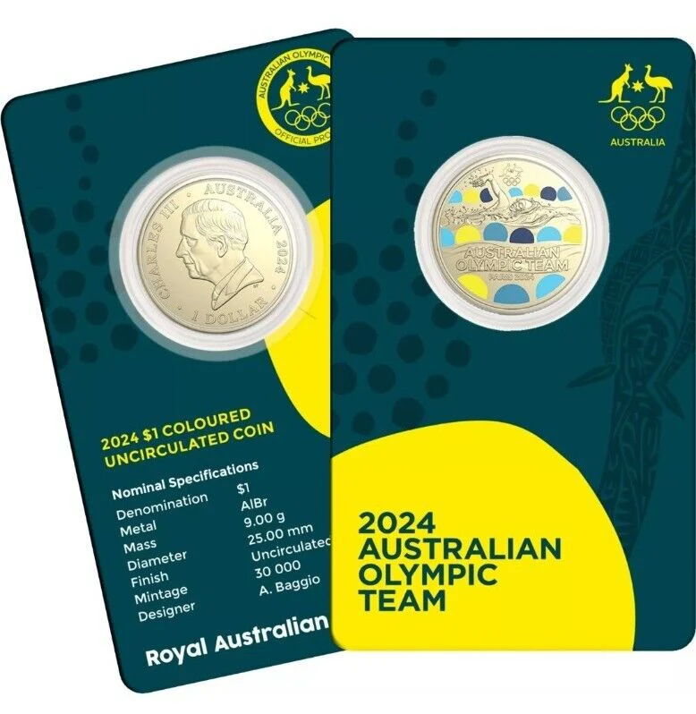 Australian Olympic Team 2024 $1 Coloured Al-Br Uncirculated Coin