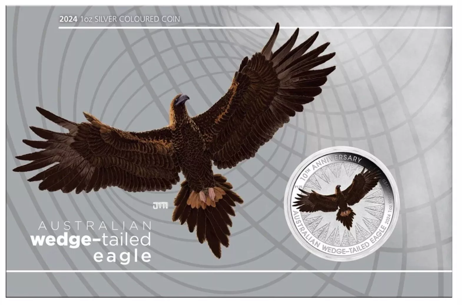 Australian Wedge-tailed Eagle 10th Anniversary 2024 1oz Silver Coloured Coin in Card