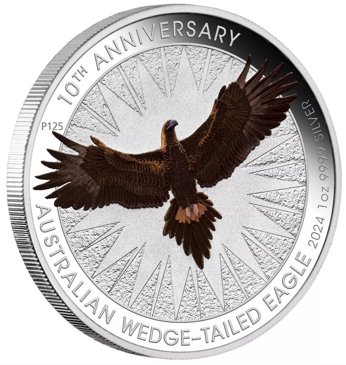 Australian Wedge-tailed Eagle 10th Anniversary 2024 1oz Silver Coloured Coin in Card - Image 2