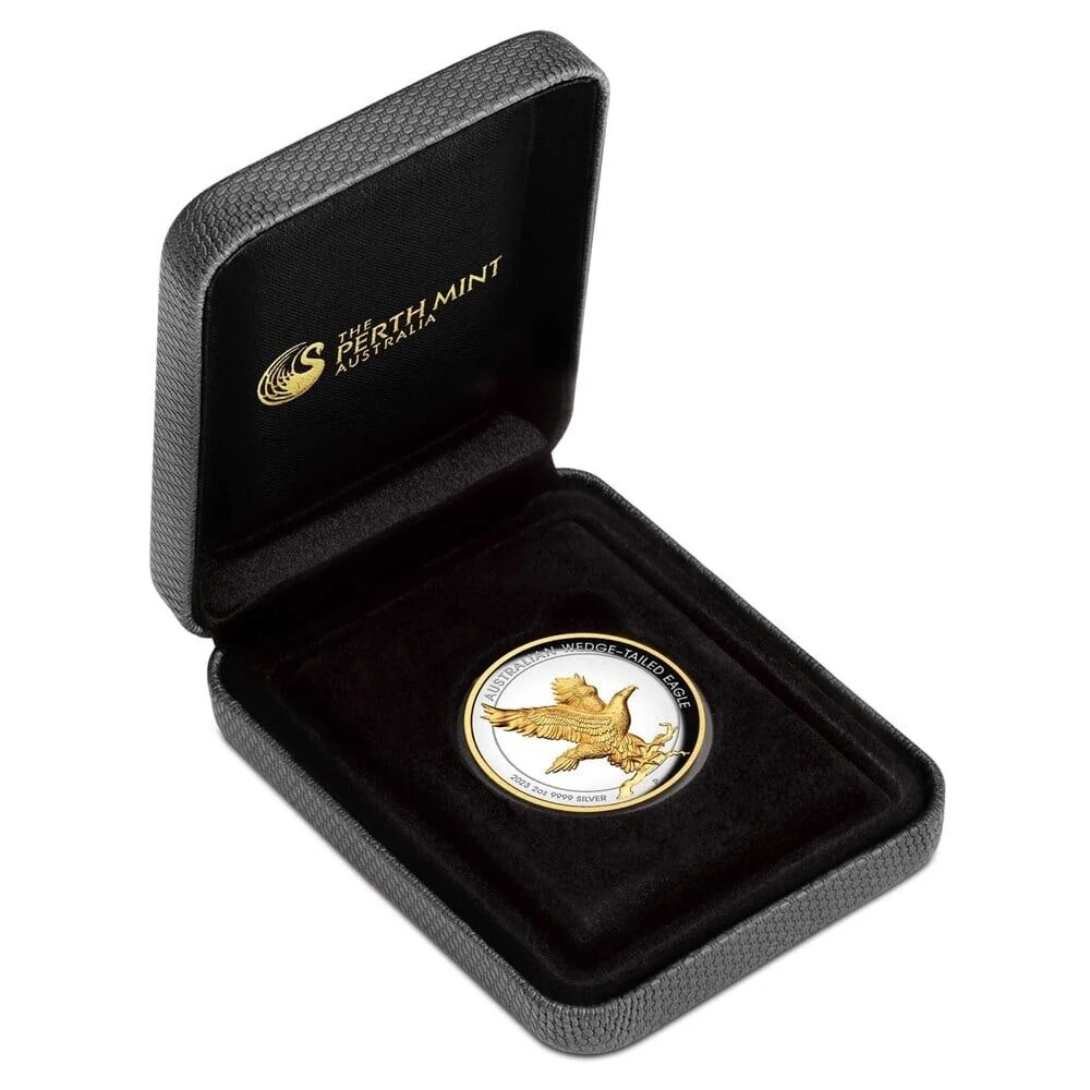 Australian Wedge-tailed Eagle 2023 2oz Silver Proof High Relief Gilded Coin - Image 3