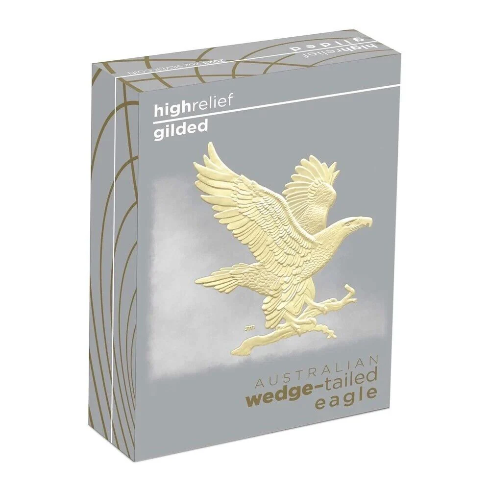 Australian Wedge-tailed Eagle 2023 2oz Silver Proof High Relief Gilded Coin - Image 4