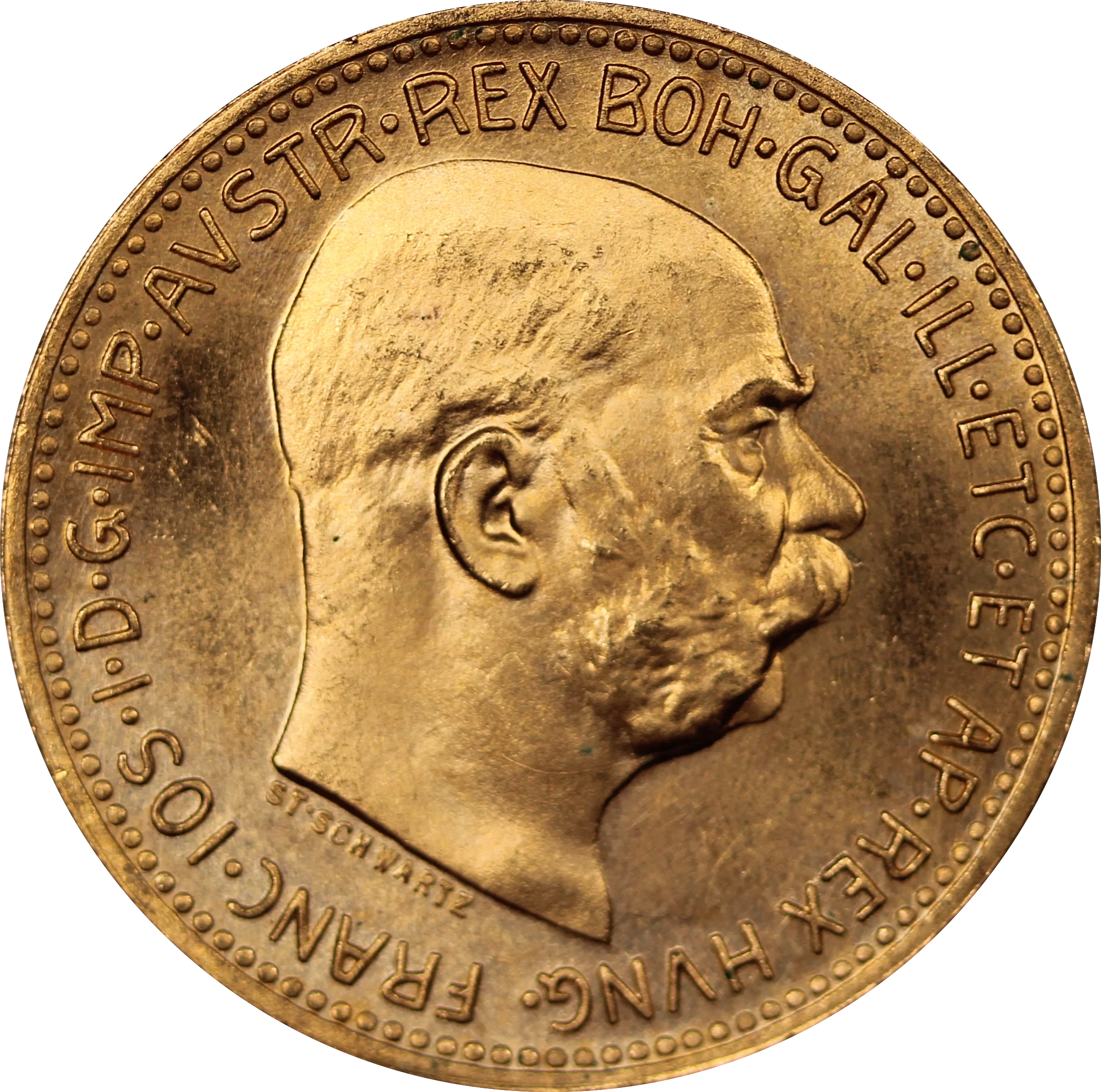 Austria 1915 20 Corona Restrike Gold Coin UNC - Image 2