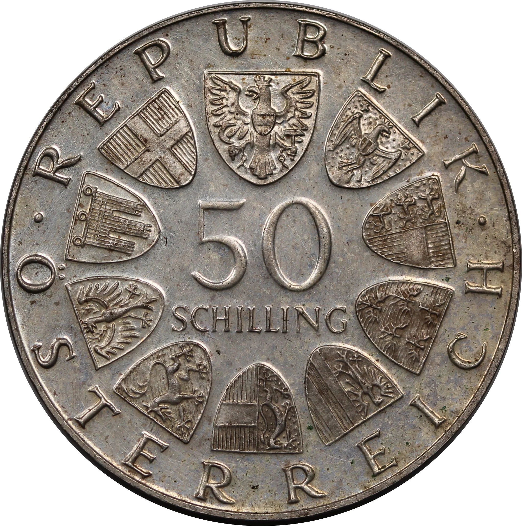 Austria 1973 50 Schilling 500th Ann. Bummerl House aUNC - Image 2