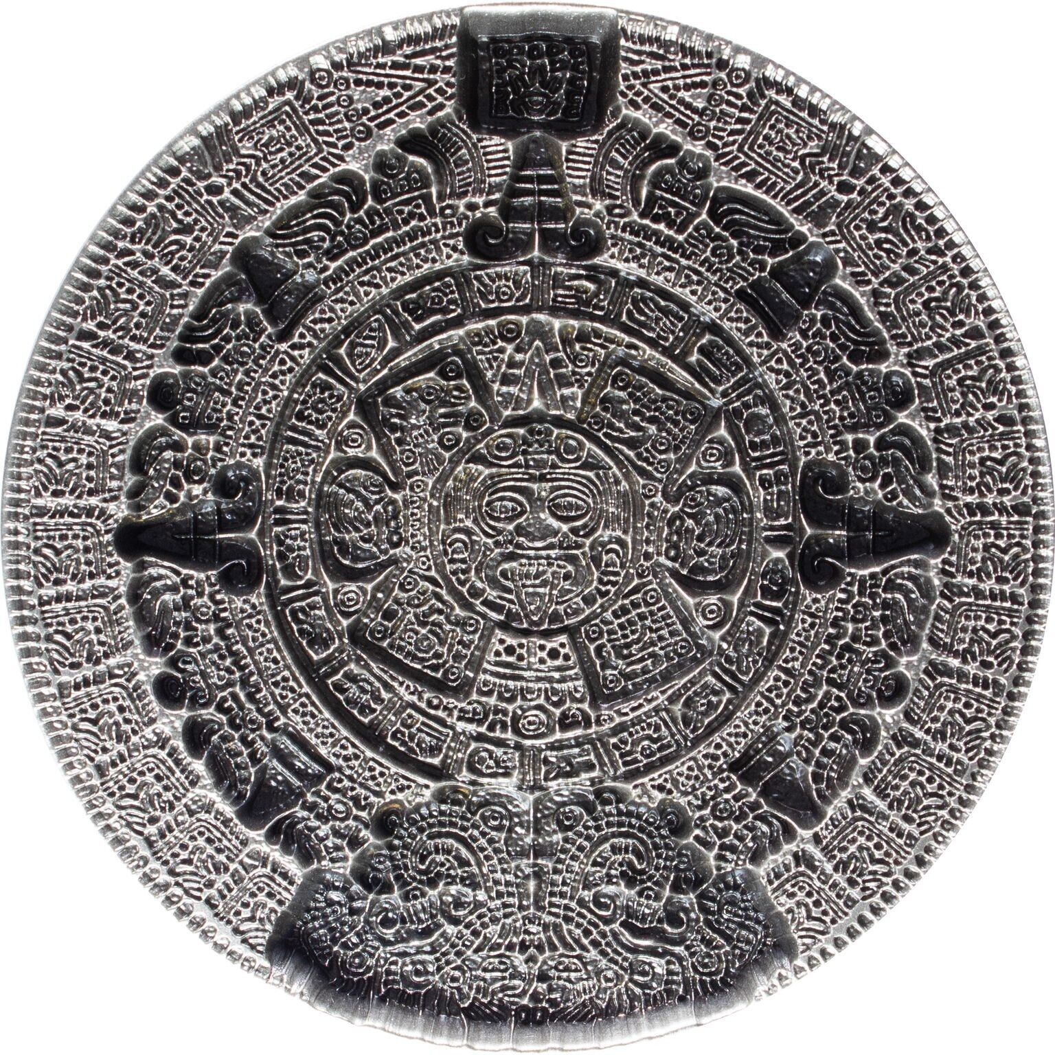 Aztec Sun Stone 2oz Silver Stacker Round - Image 2