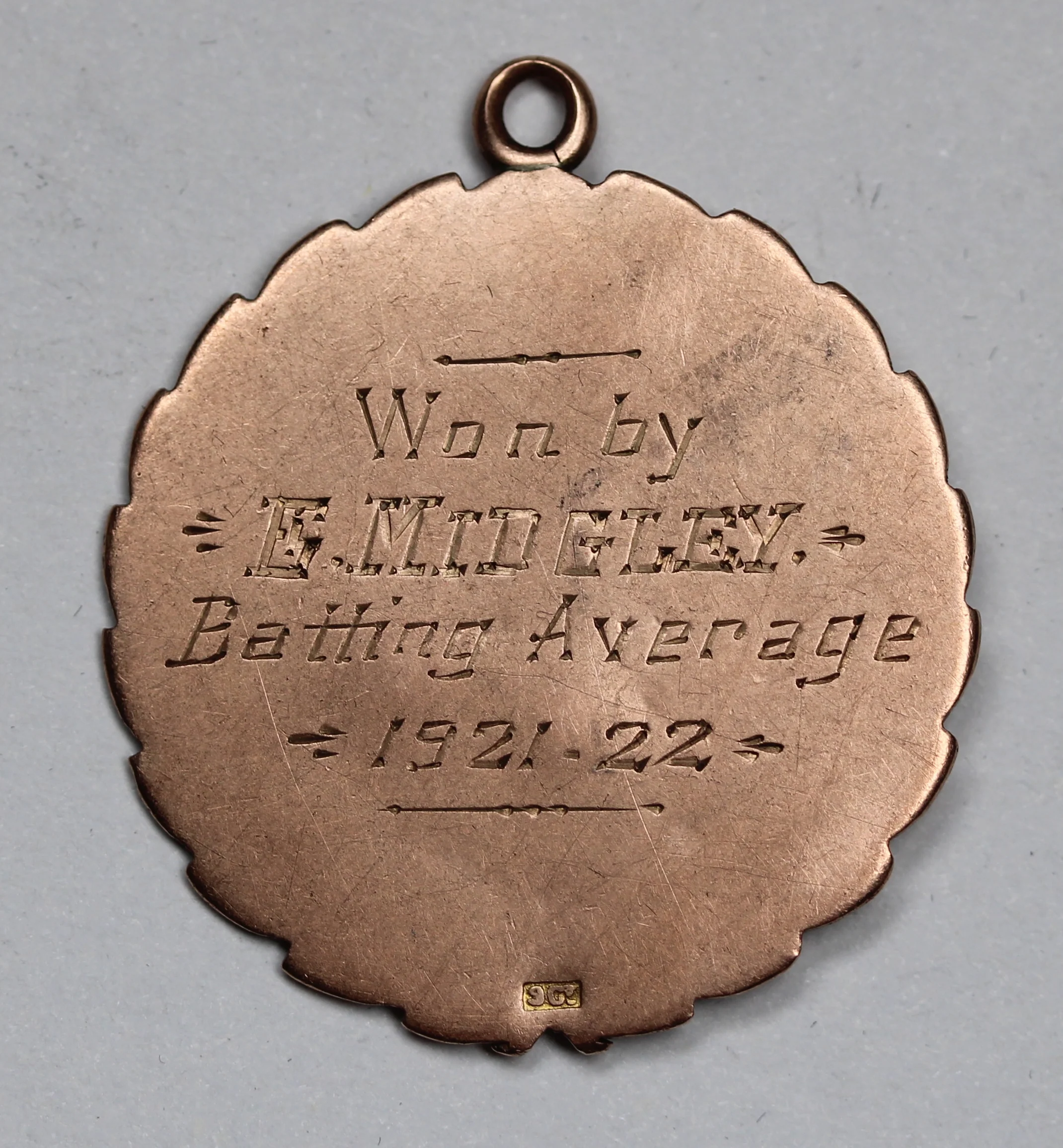Batting Average 6.27g 9ct Gold Medal Award - Image 2