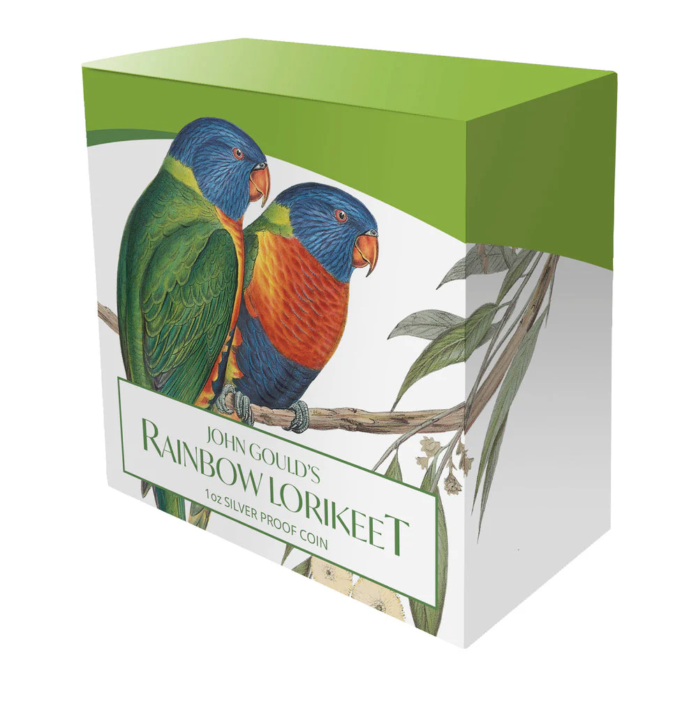 Birds of Australia 2024 $1 Rainbow Lorikeet 1oz Silver Proof Coin - Image 2