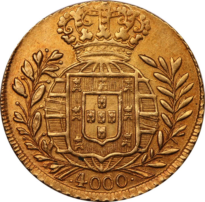1821 Brazil João VI Gold 4000 Réis Coin EF