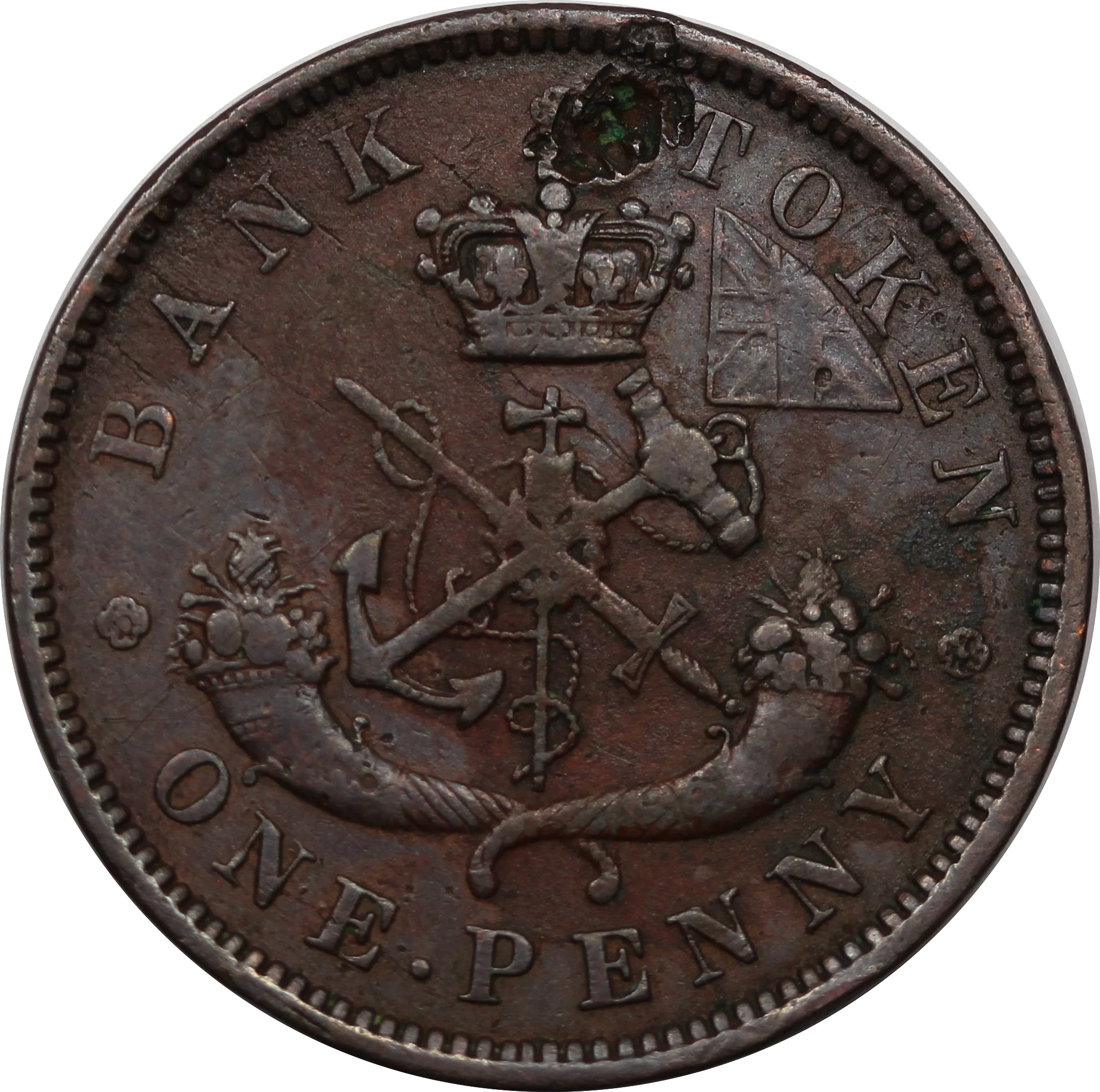 Canada 1850 Penny Token Bank of Upper Canada Fine (Damaged) - Image 2