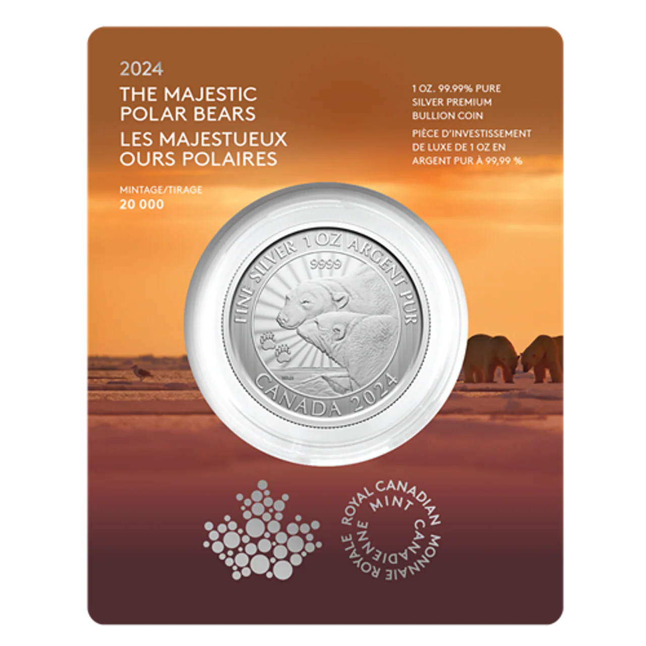 Canada 2024 $5 1oz Silver Coin - The Majestic Polar Bears (Premium Bullion)