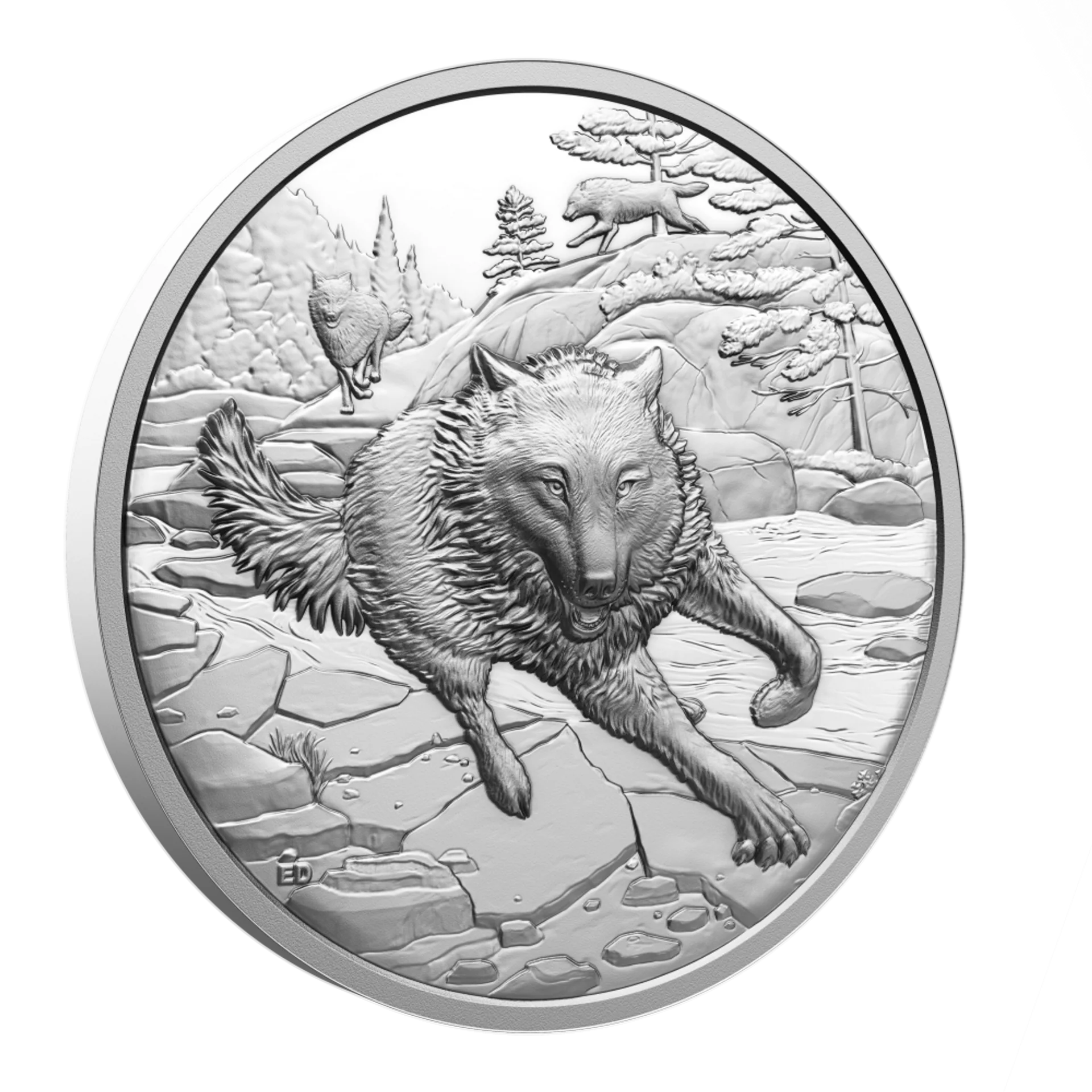 Canada 2025 $20 Ultra-High Relief Fine Silver Coin - Great Hunters: Grey Wolf
