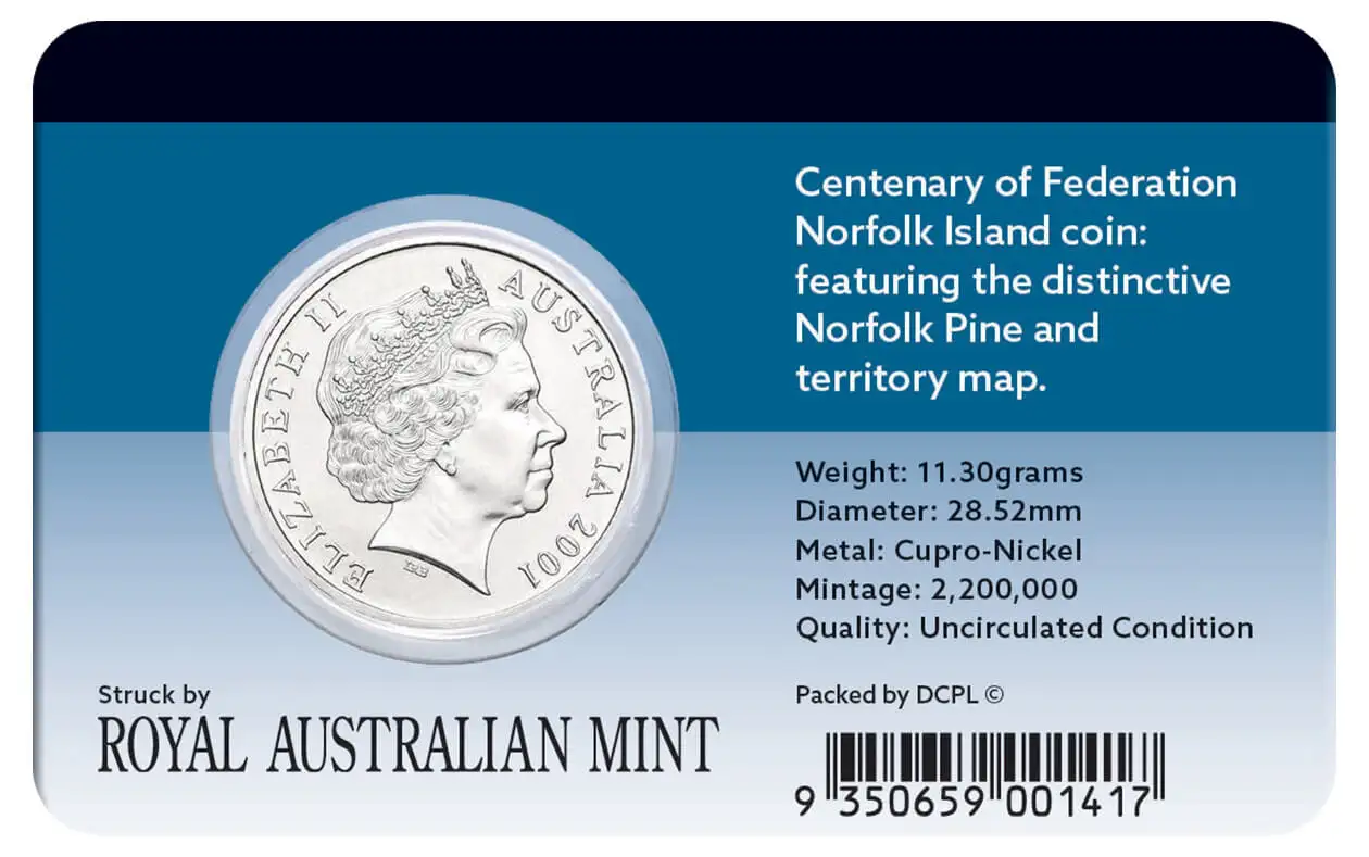 Centenary of Federation 2001 20c Norfolk Island Cu-Ni Coin Pack - Image 2