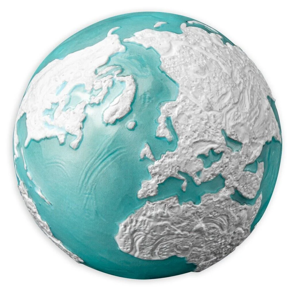 2023 Blue Earth Sphere Marble 'Frozen' 3oz $5 Silver Brilliant Uncirculated Coin - Image 2