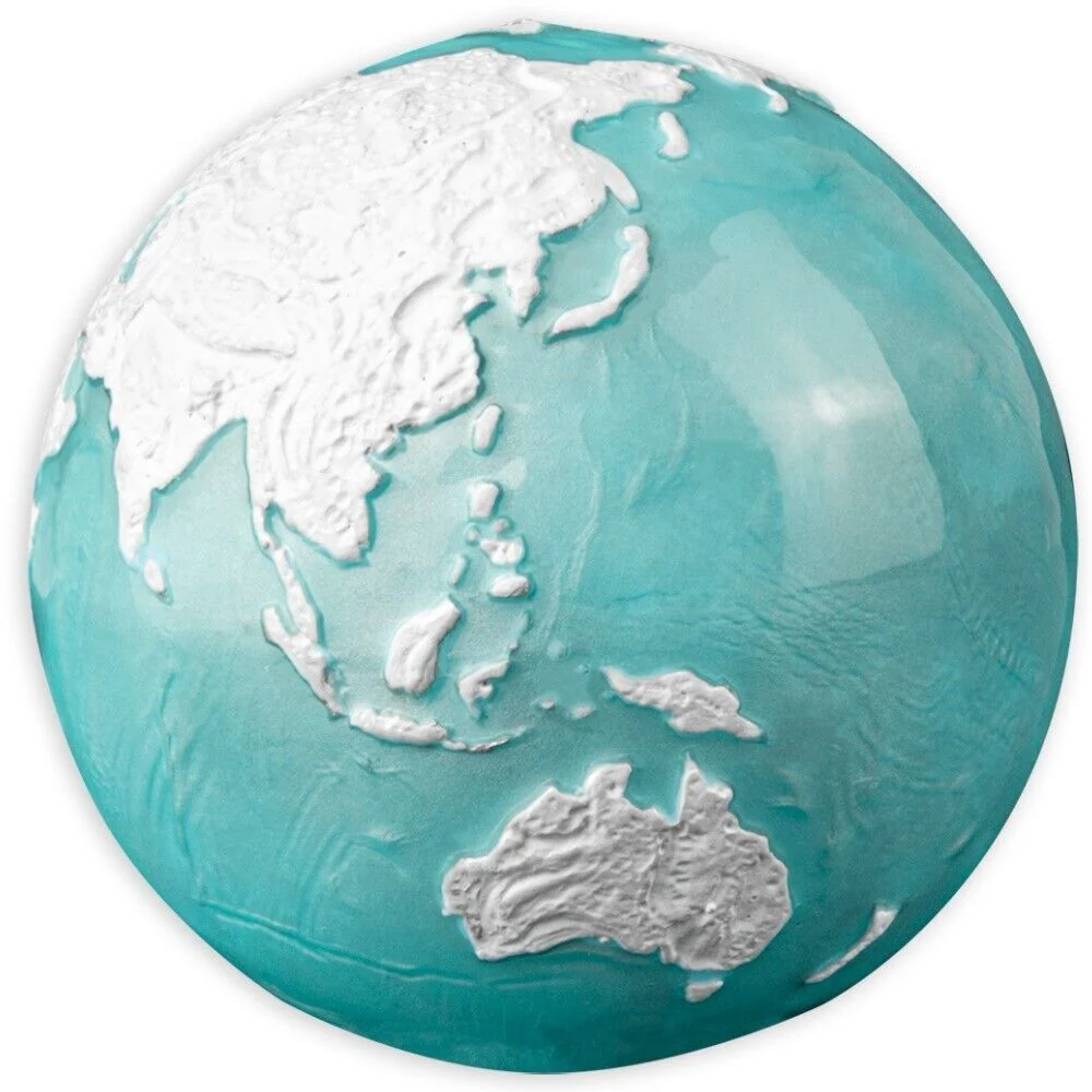 2023 Blue Earth Sphere Marble 'Frozen' 3oz $5 Silver Brilliant Uncirculated Coin - Image 3