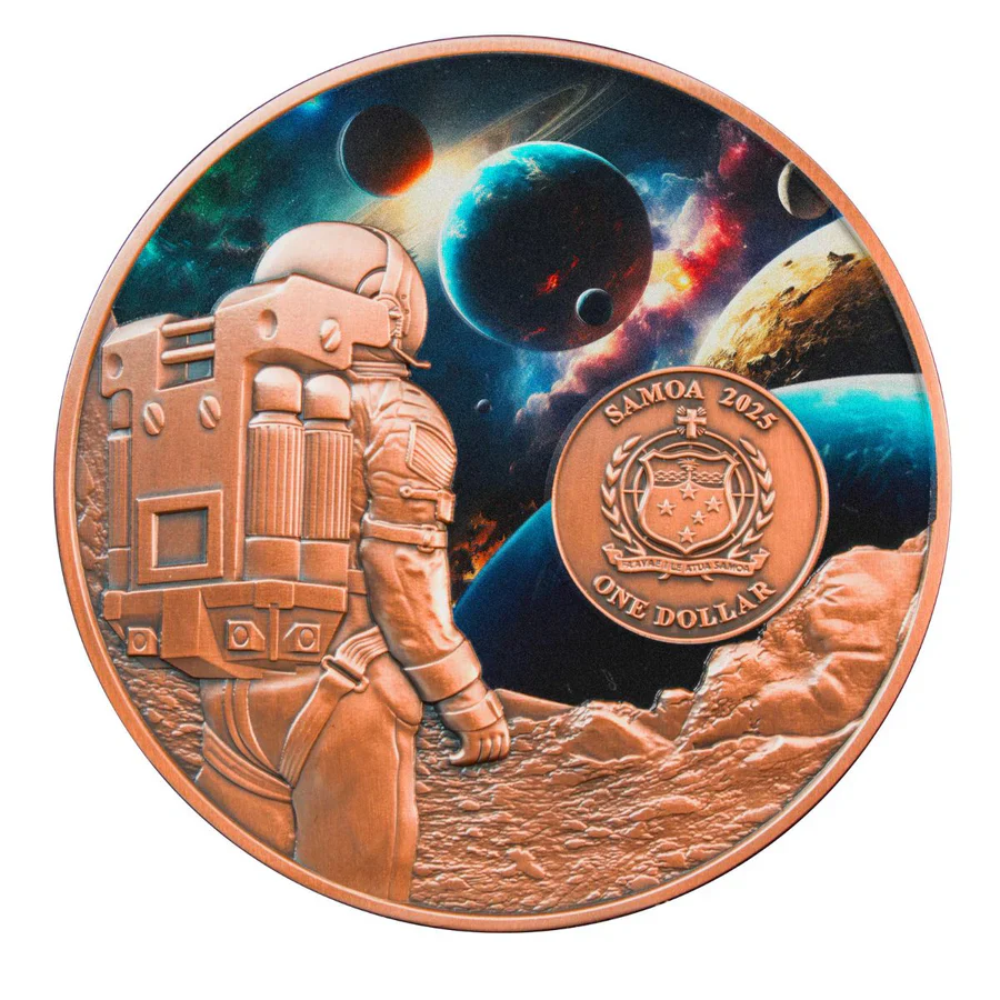 Cosmic Encounters 2025 $1 Rotating Silver & Copper Bimetal Antique Coin - Image 2