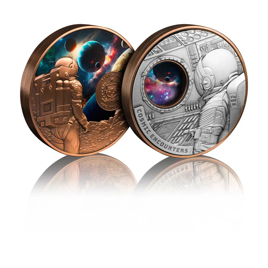 Cosmic Encounters 2025 $1 Rotating Silver & Copper Bimetal Antique Coin - Image 6
