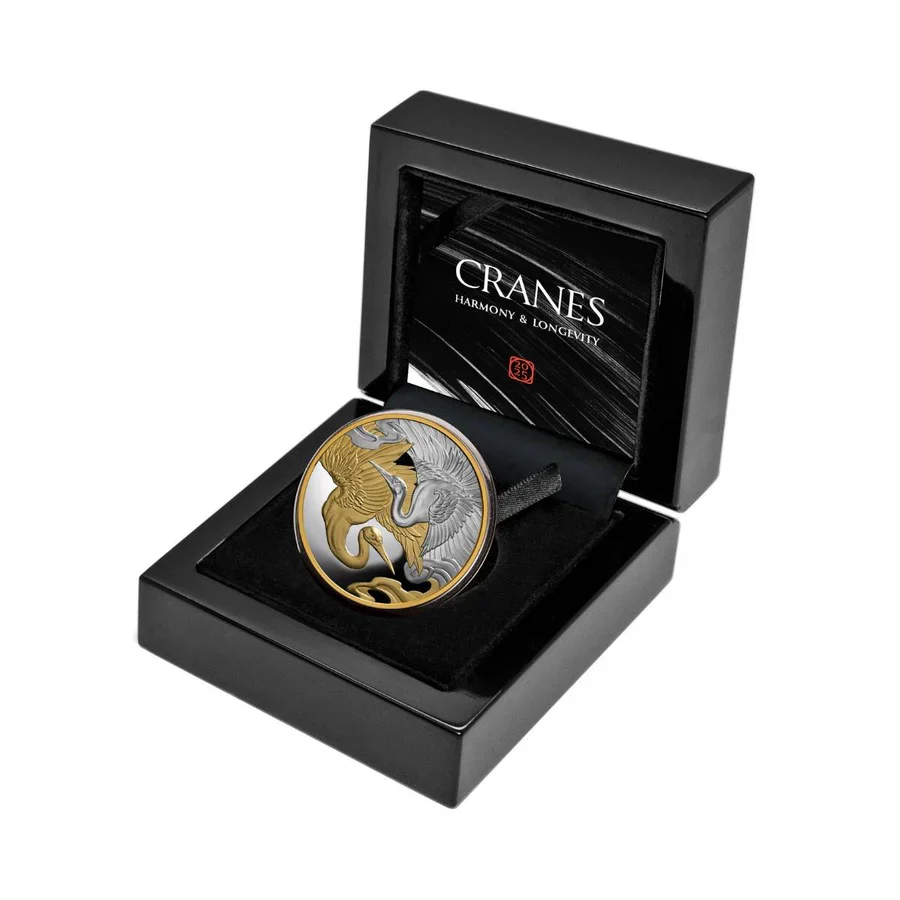 Cranes 2025 $1 Gold-plated 1oz Silver Proof Coin - Image 3