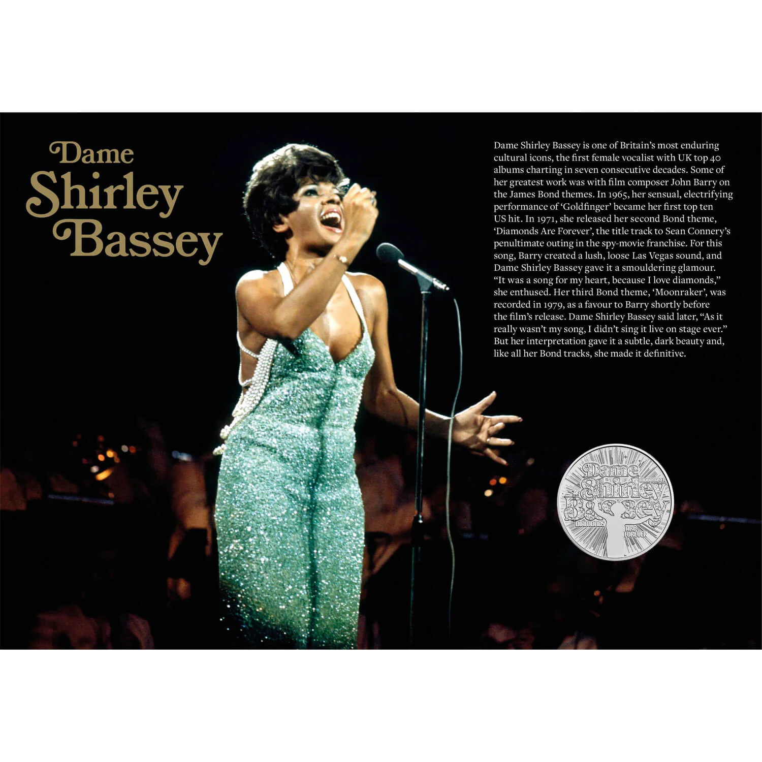 Dame Shirley Bassey 2023 UK £5 Brilliant Uncirculated Coin Cover - Image 2