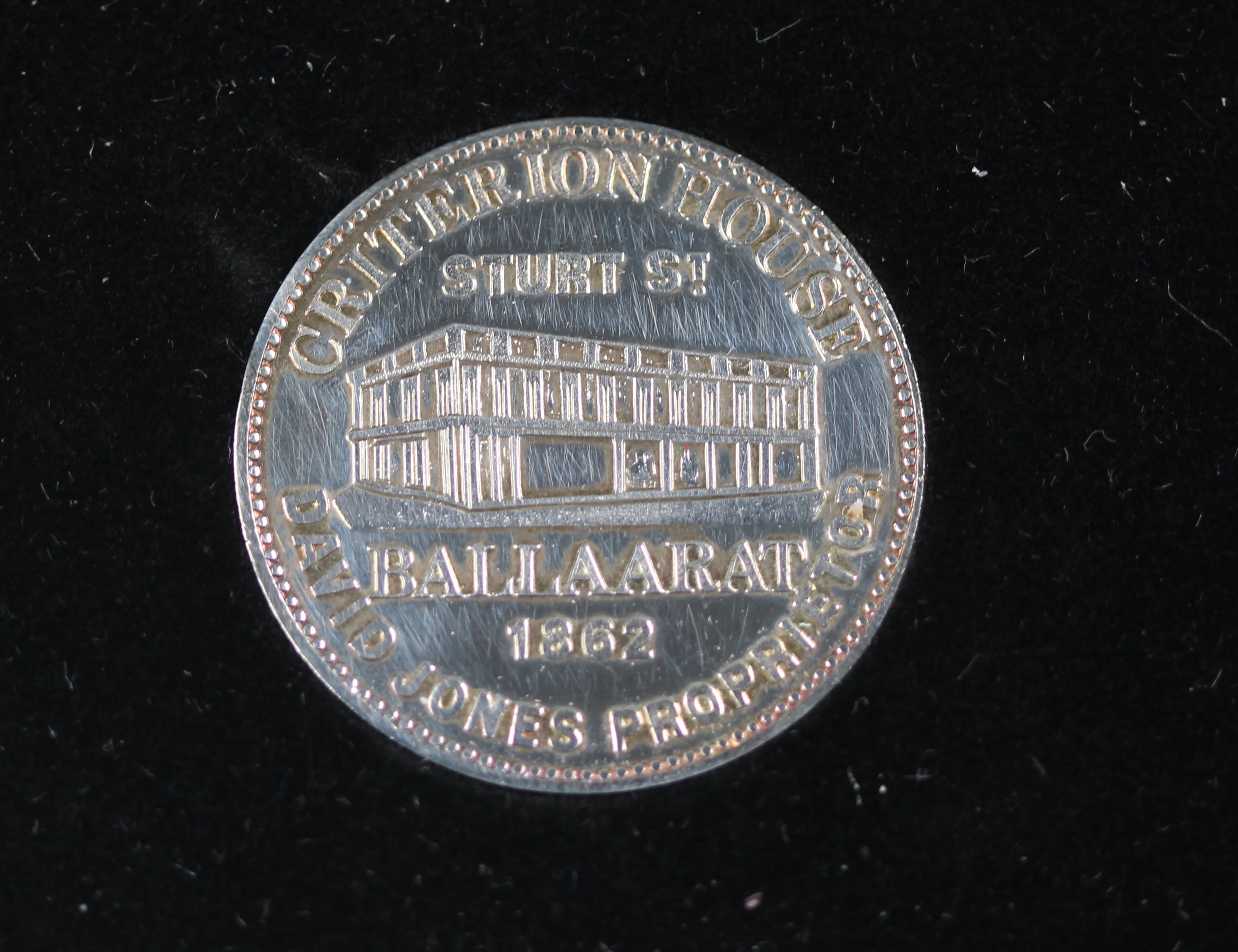 David Jones Criterion Drapery Penny Token Replica in Sterling Silver