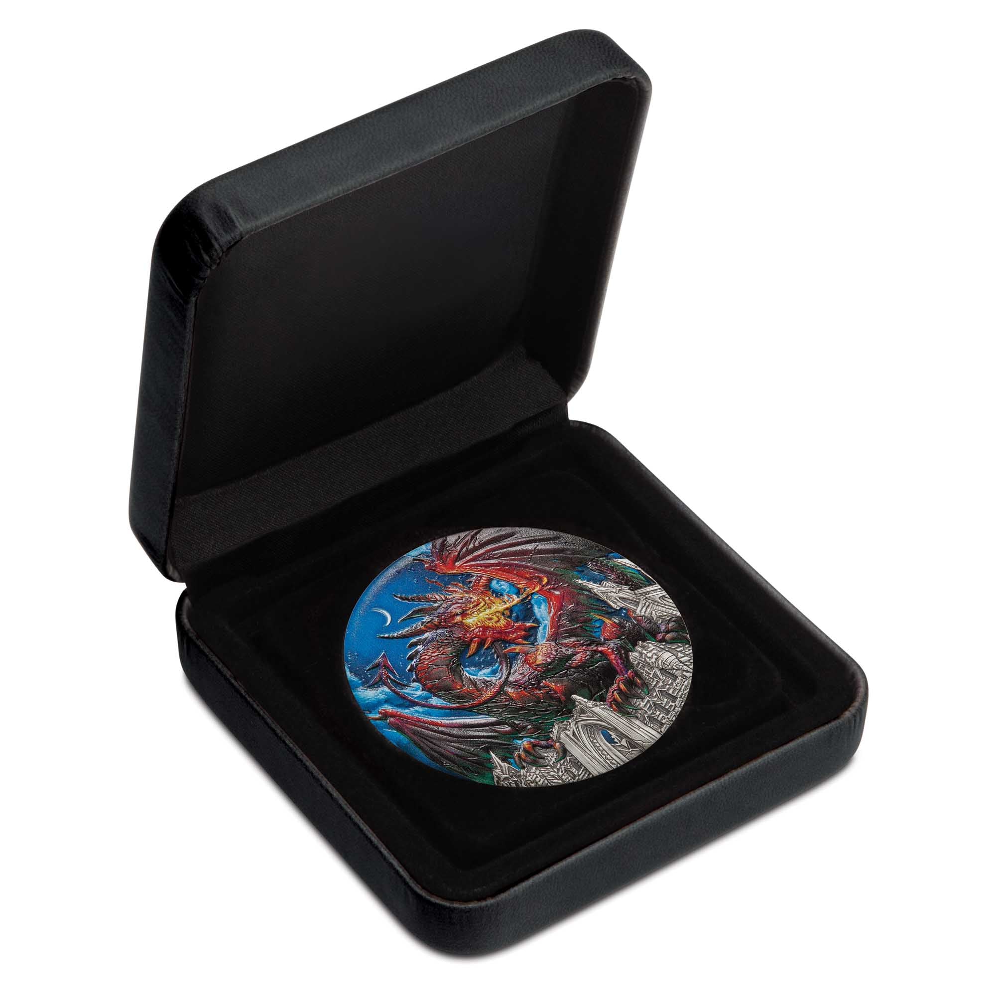 Dragon 2023 5oz Silver Antiqued Coloured Coin - Image 3
