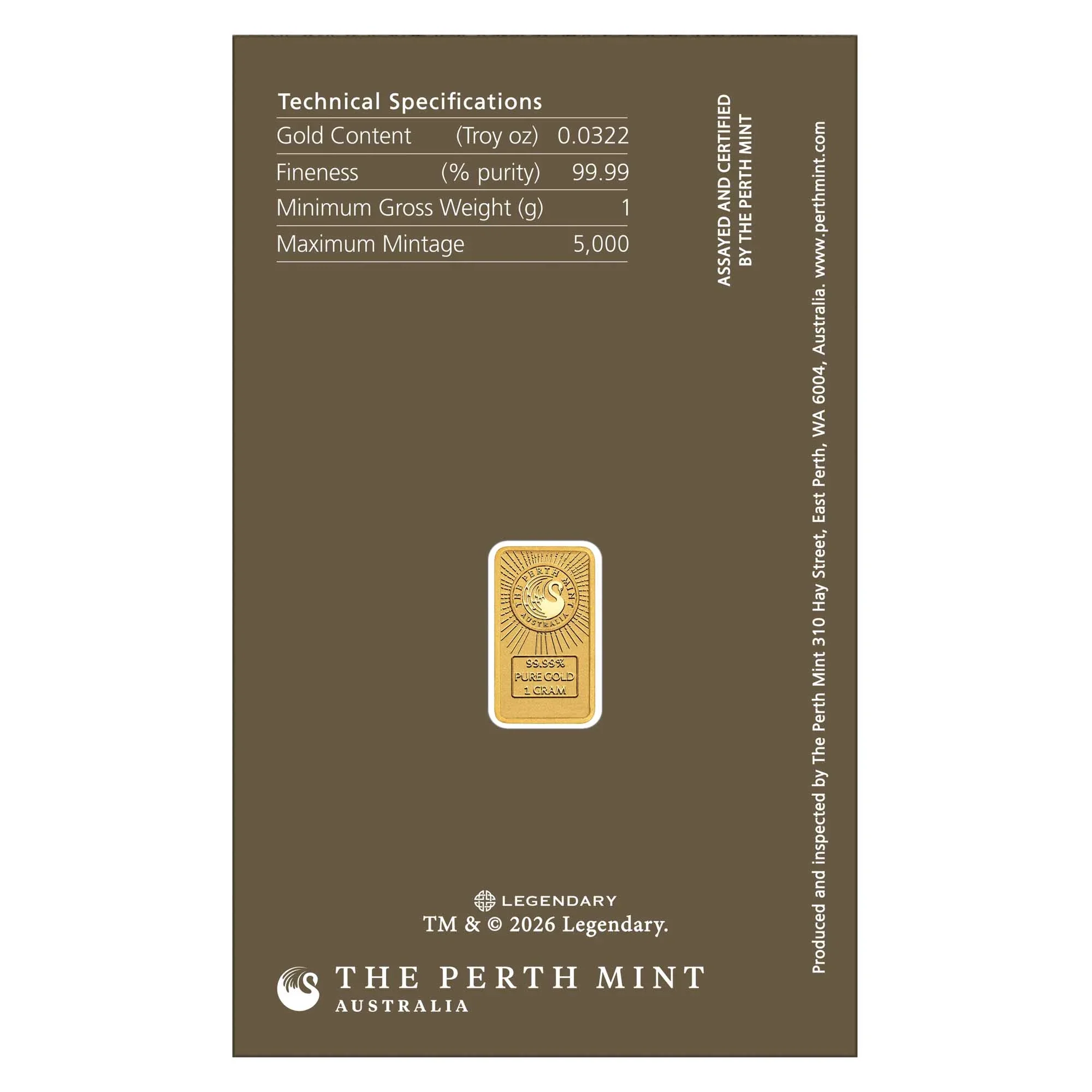DUNE 1g Gold Minted Bar - Image 5