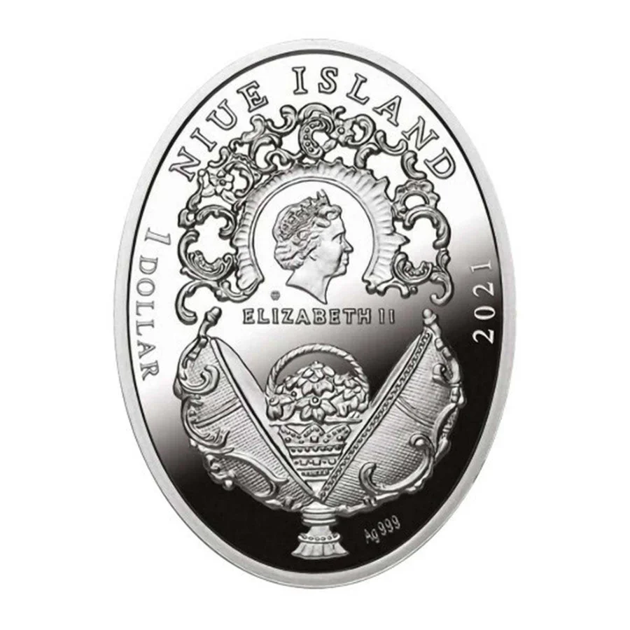 Fabergé Egg Red Cross 2021 $1 Coloured Silver Proof Coin - Image 2