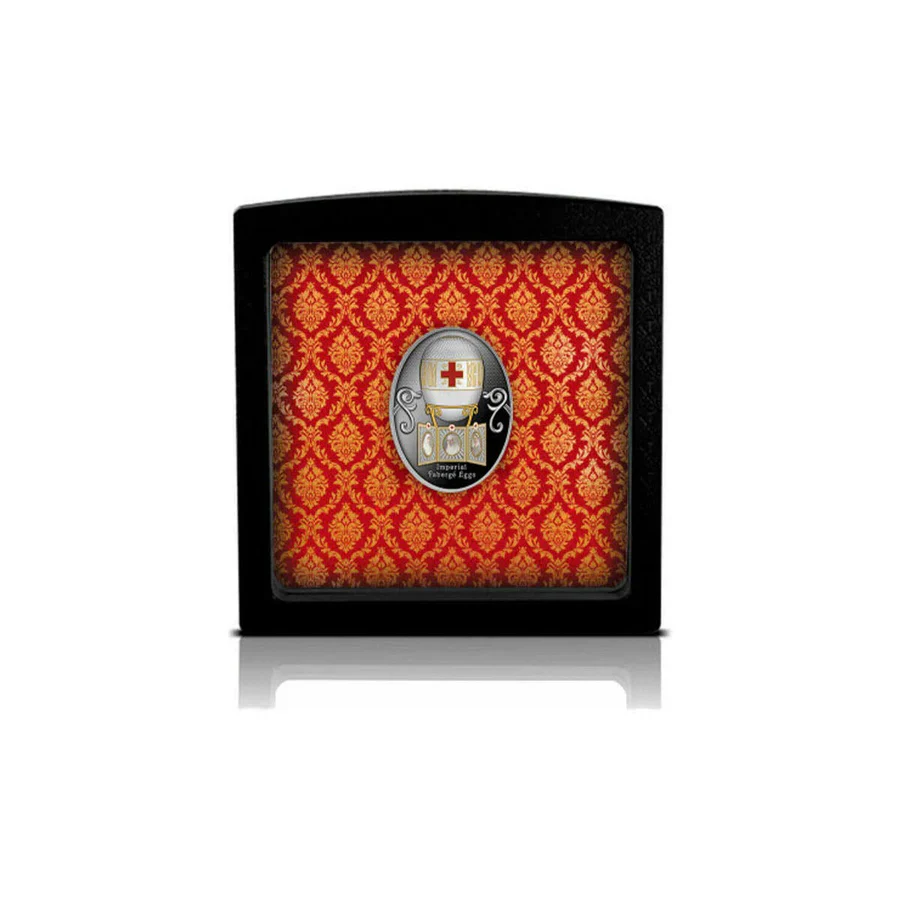 Fabergé Egg Red Cross 2021 $1 Coloured Silver Proof Coin - Image 3