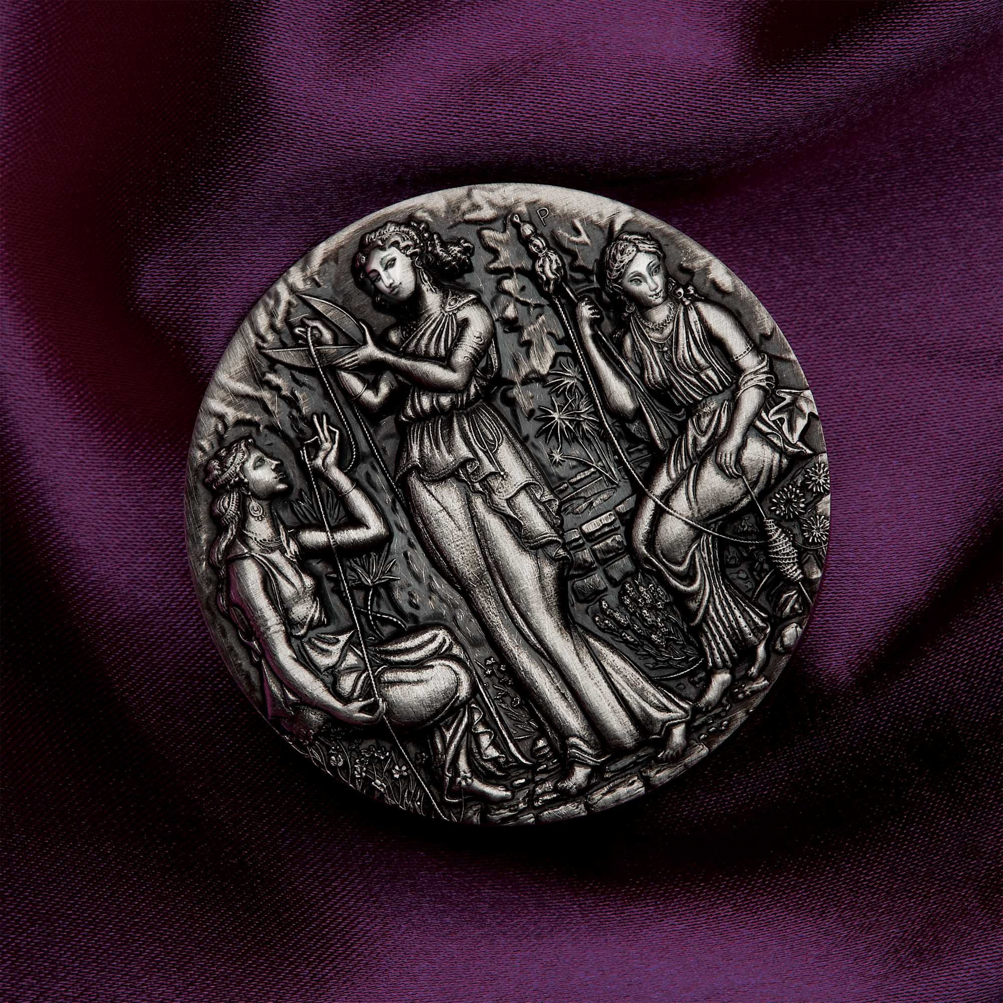 Fate - The Moirai 2025 2oz Silver Antiqued High Relief Coin - Image 6