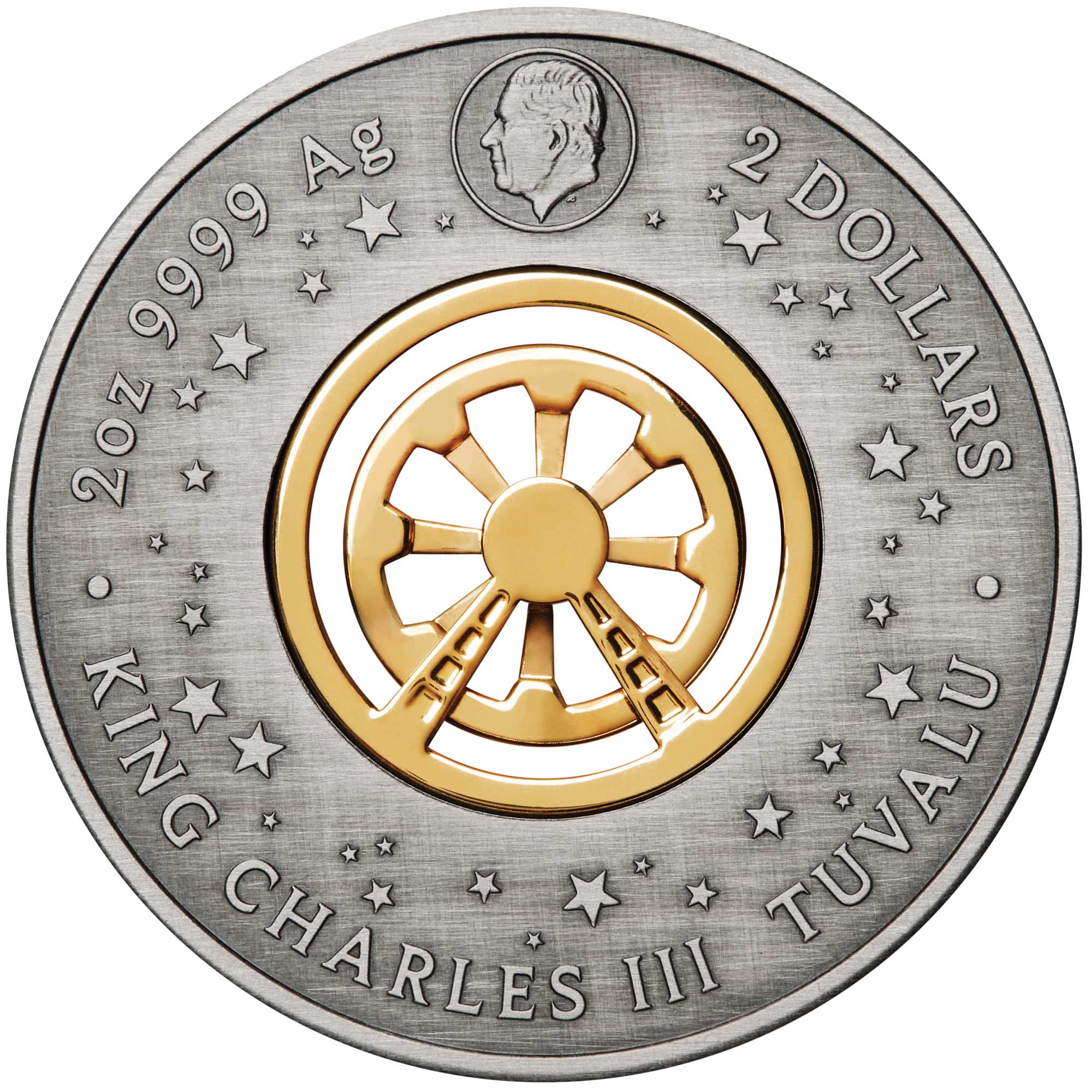 Ferris Wheel 2025 2oz Silver Antiqued Coloured Coin - Image 3