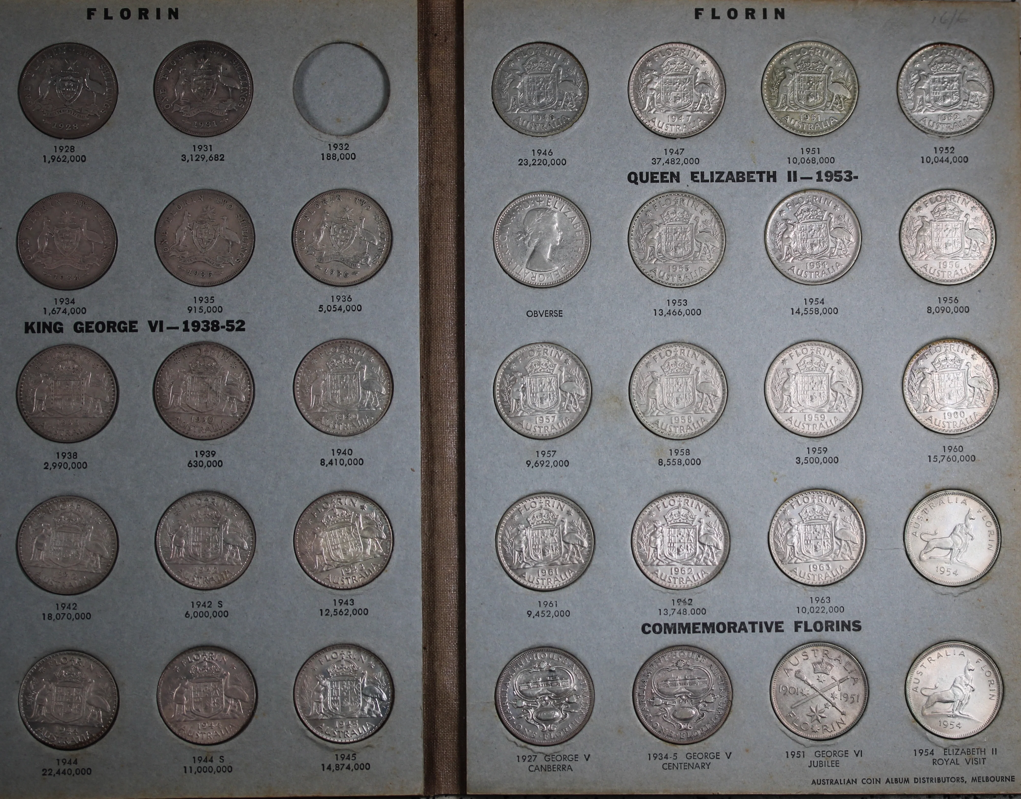 Florin Collection in Hendo Album (Missing 1932, 1933 and Centenary) - Image 3