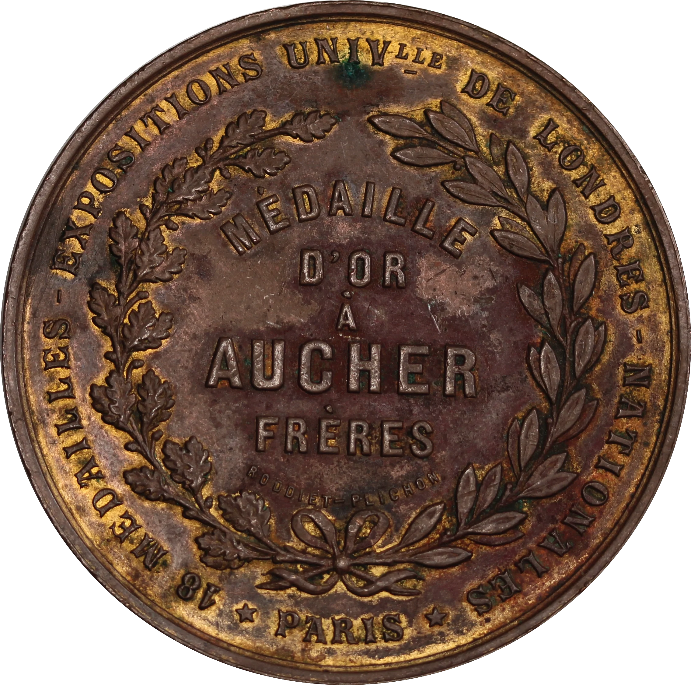 France Médaille d'or Aucher Frères Copper Plated Medallion