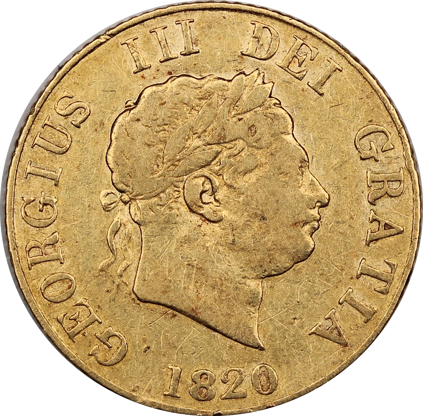 GB 1820 George III Gold Half Sovereign aFine