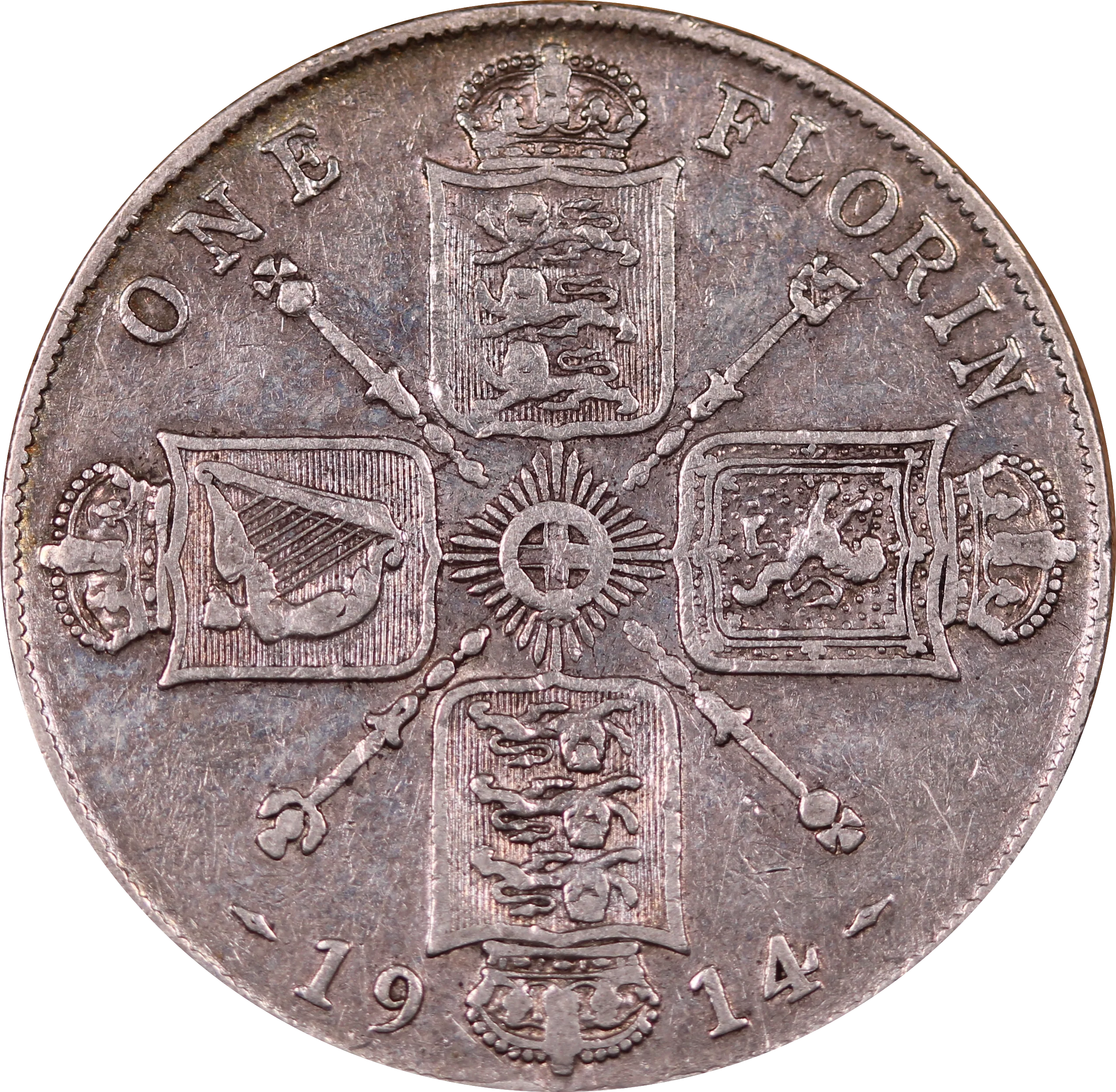 GB 1914 Florin Circulated