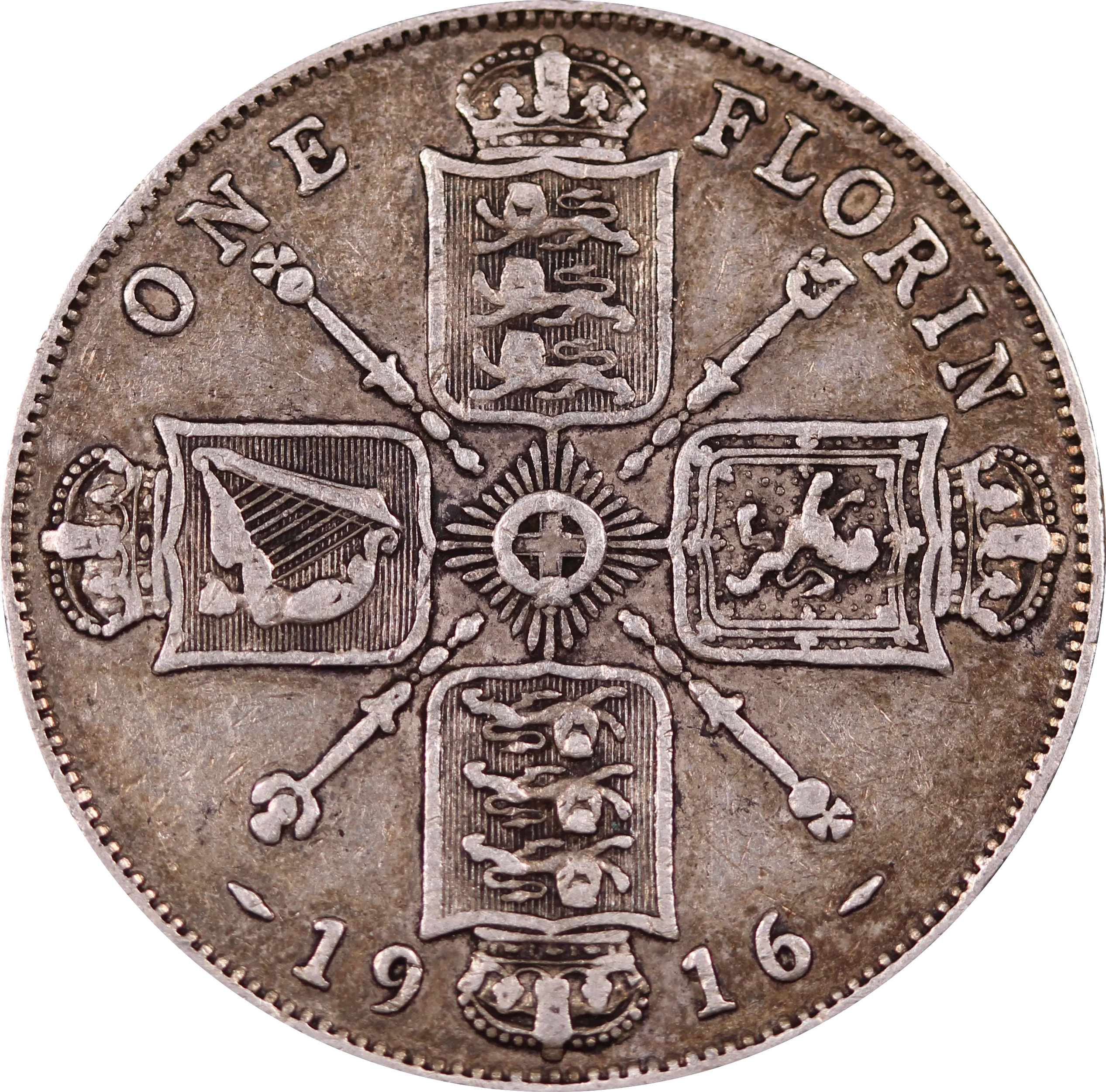 GB 1916 Florin Circulated