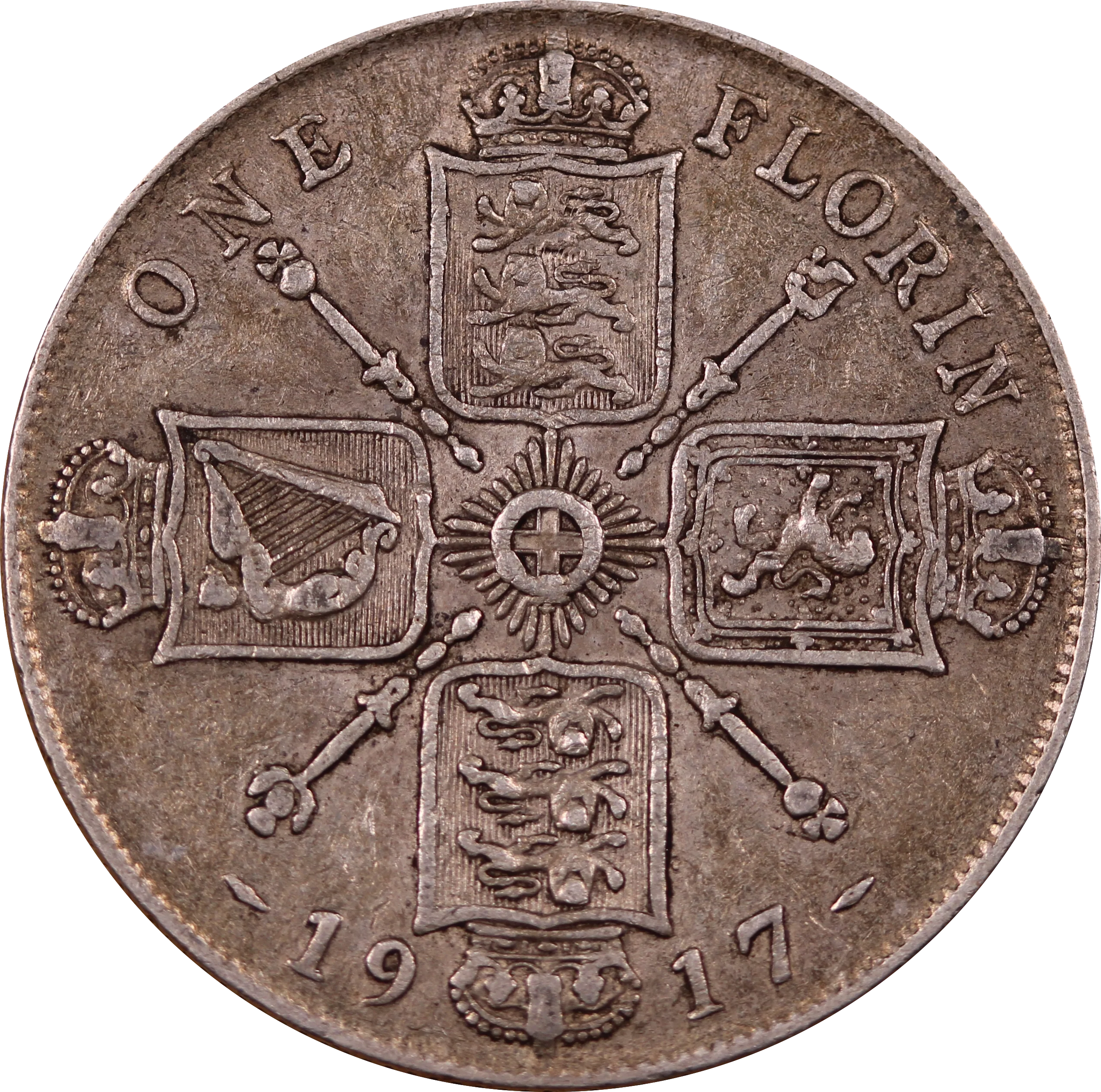 GB 1917 Florin Circulated